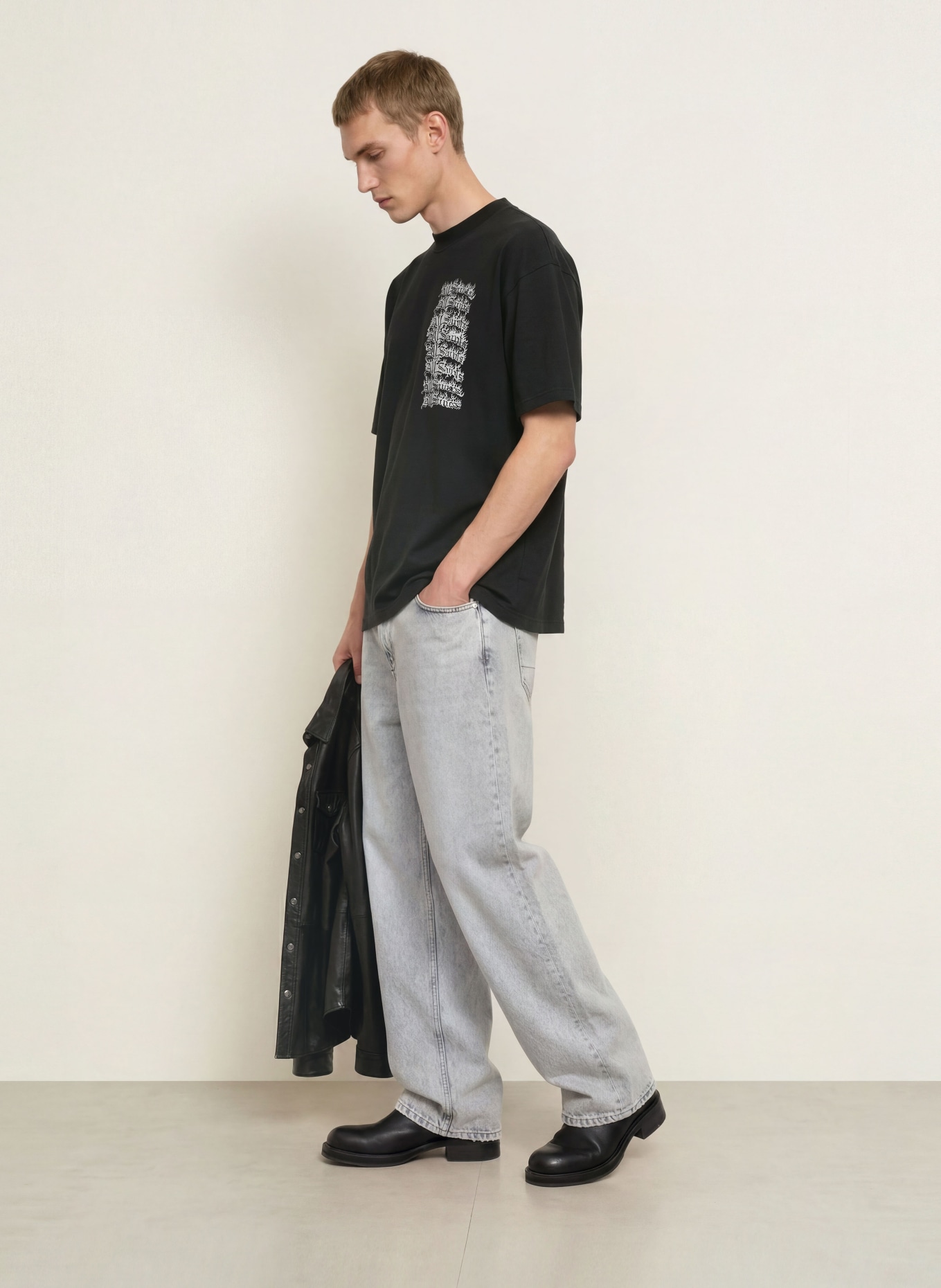 ALLSAINTS T-shirt oversize REPEAT: NOIR / BLANC