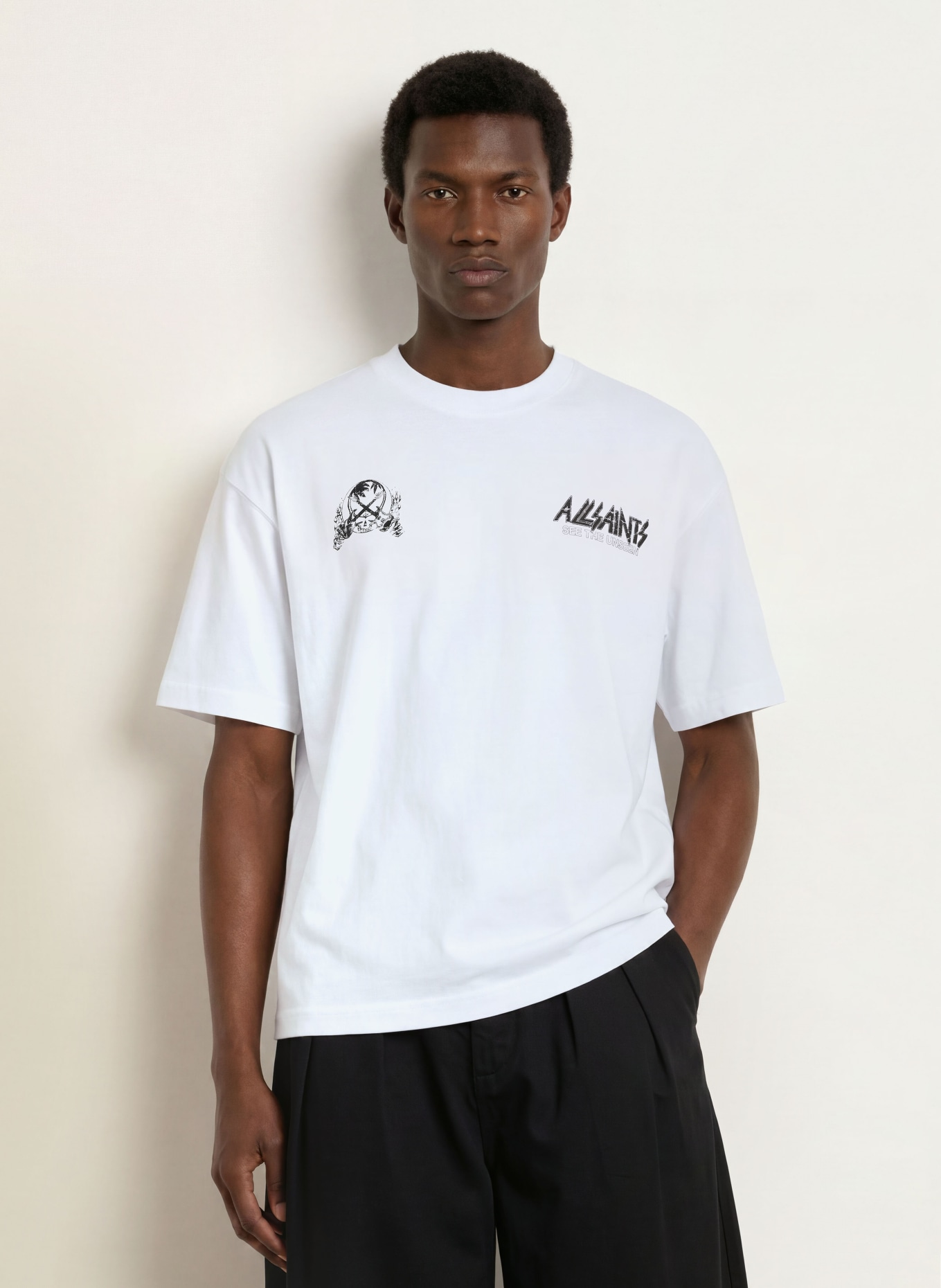 ALLSAINTS T-shirt CHROMIUM: WIT / ZWART