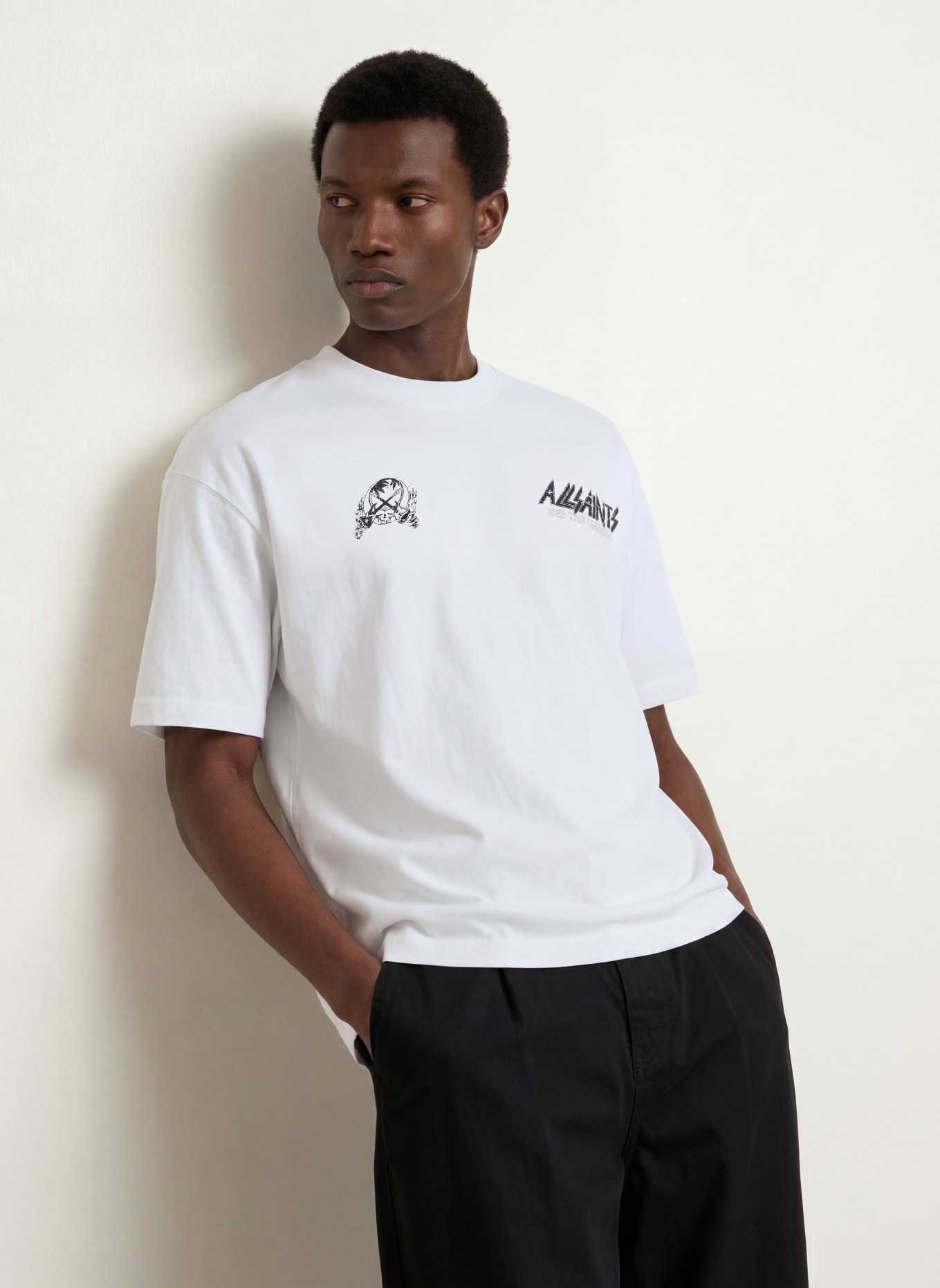 ALLSAINTS T-shirt CHROMIUM: WIT / ZWART