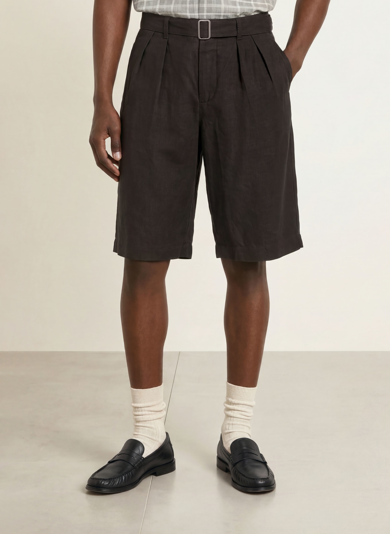 ALLSAINTS MARKO Linen Shorts: BLACK