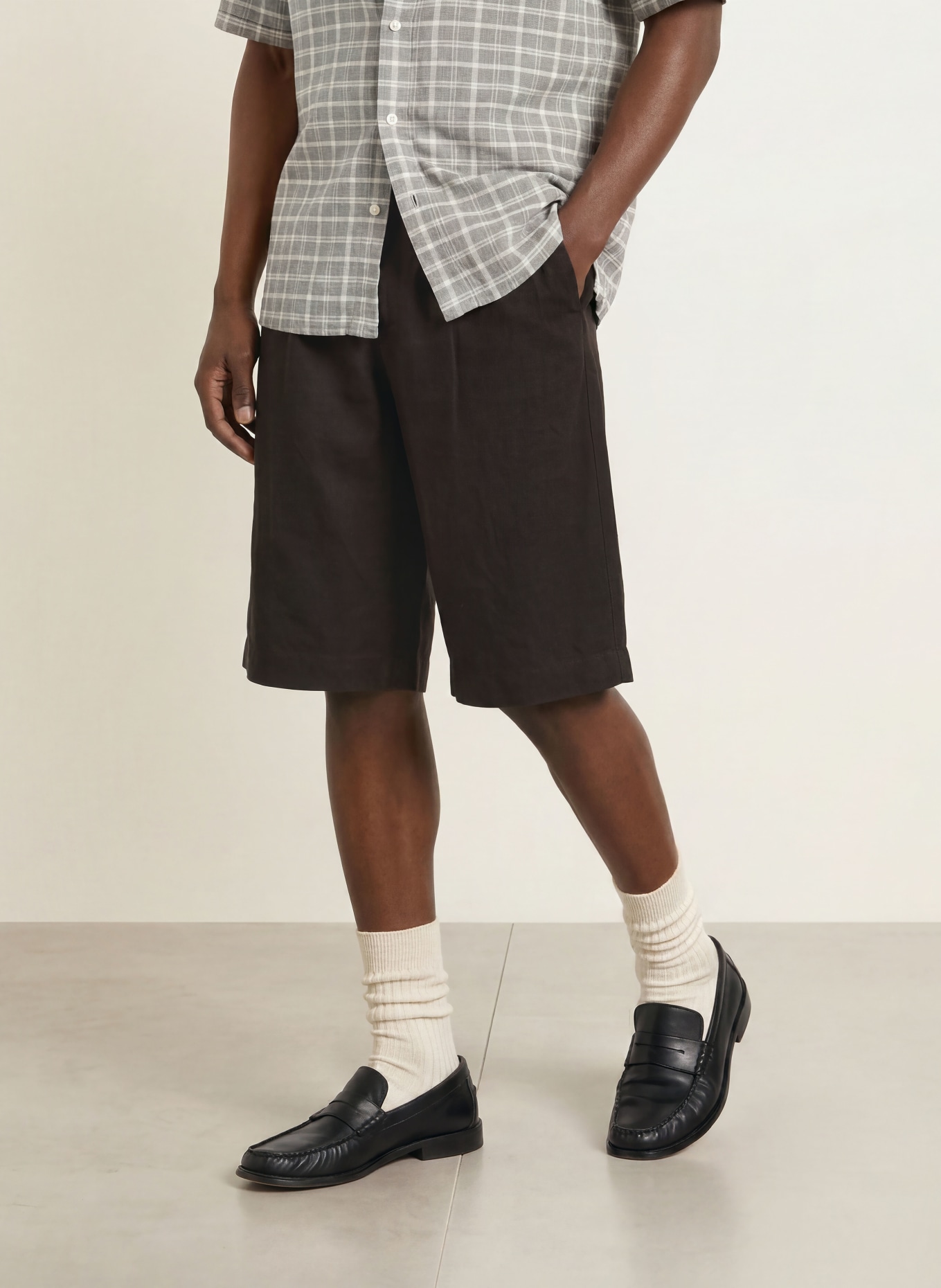 ALLSAINTS MARKO Linen Shorts: BLACK