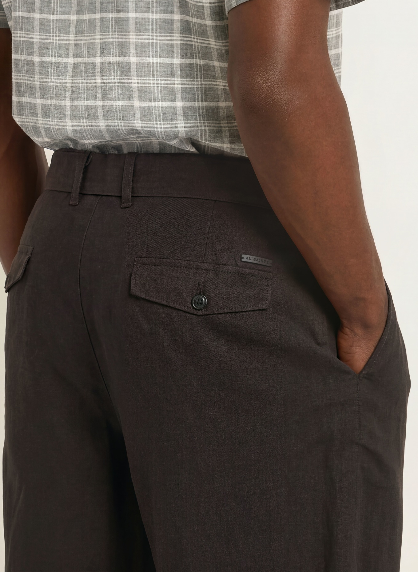 ALLSAINTS MARKO Linen Shorts: BLACK
