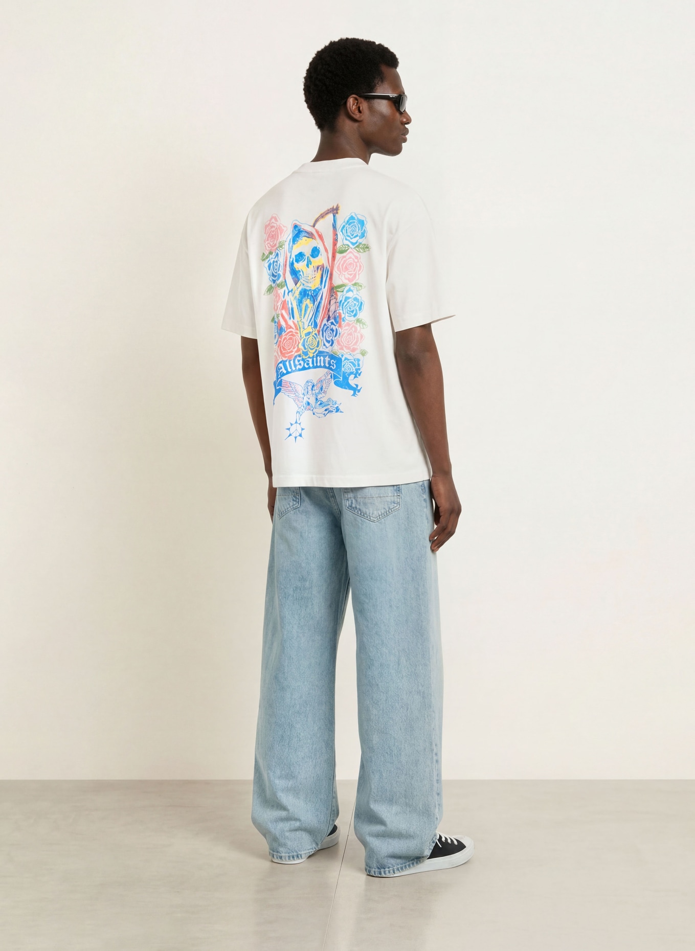 ALLSAINTS Oversized-shirt CRAY: WIT / ROZE / BLAUW