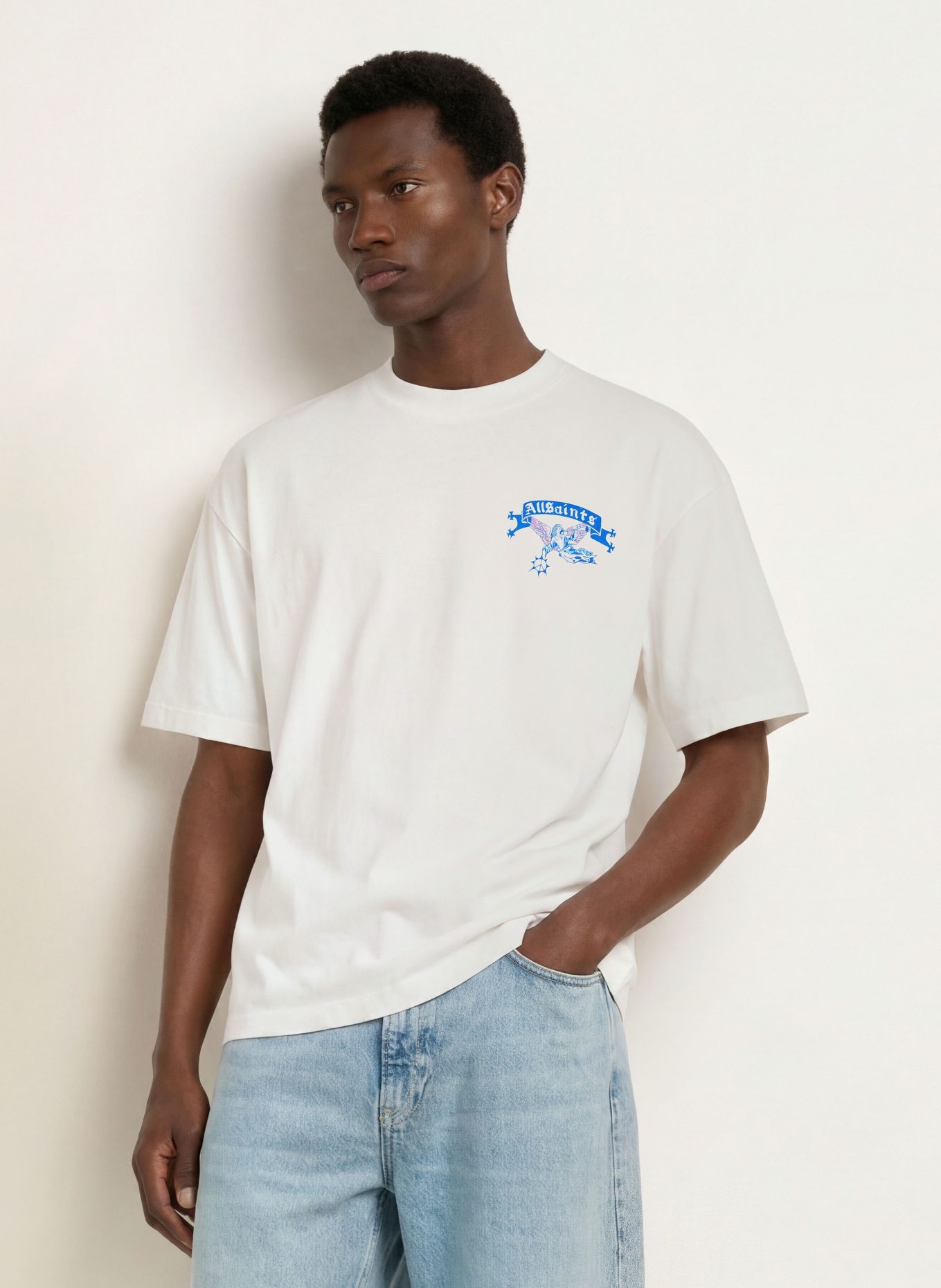 ALLSAINTS Oversized-shirt CRAY: WIT / ROZE / BLAUW