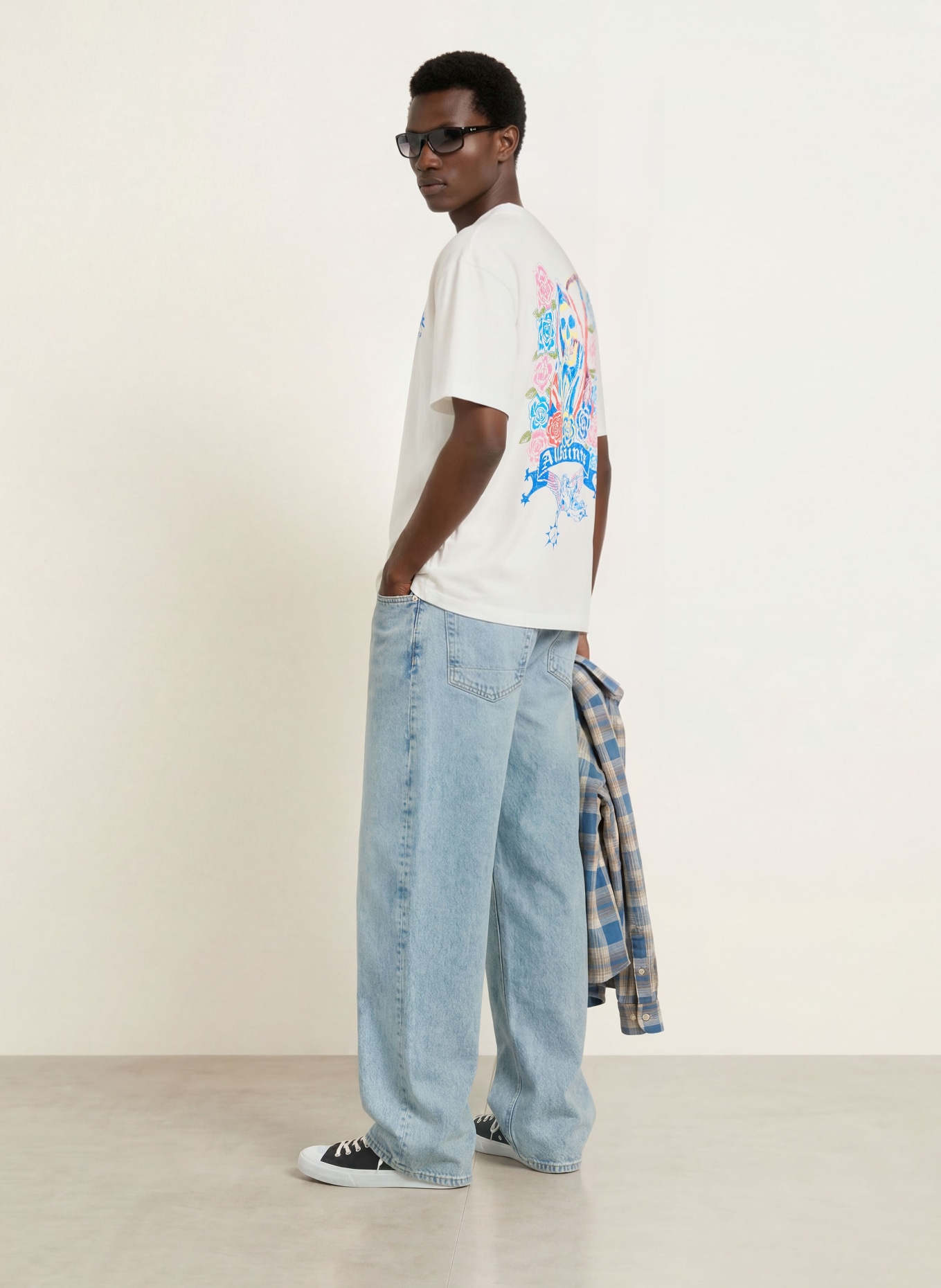 ALLSAINTS Oversized-shirt CRAY: WIT / ROZE / BLAUW