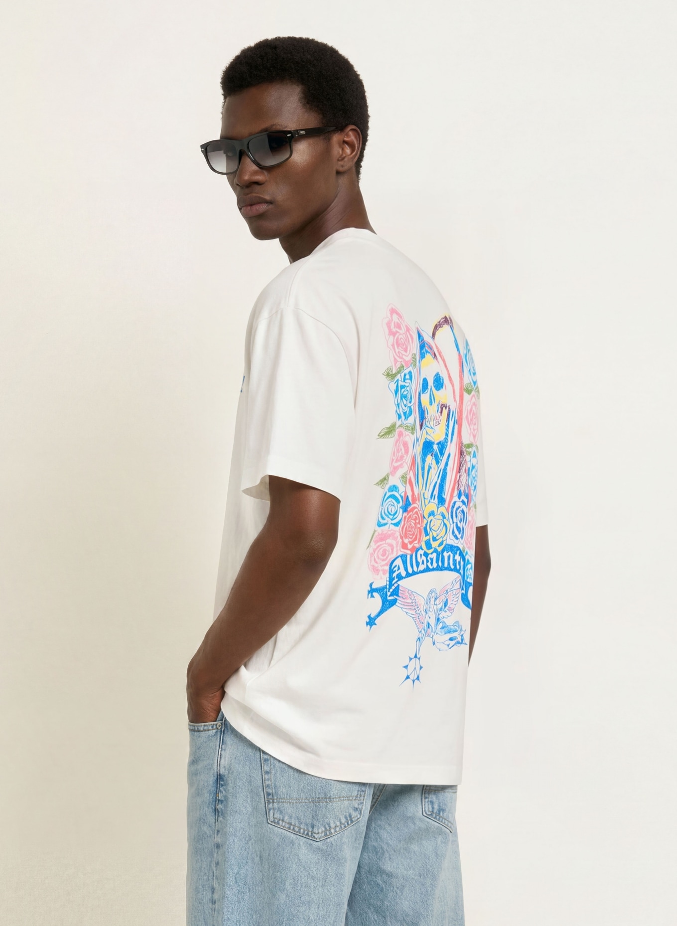 ALLSAINTS Oversized-shirt CRAY: WIT / ROZE / BLAUW