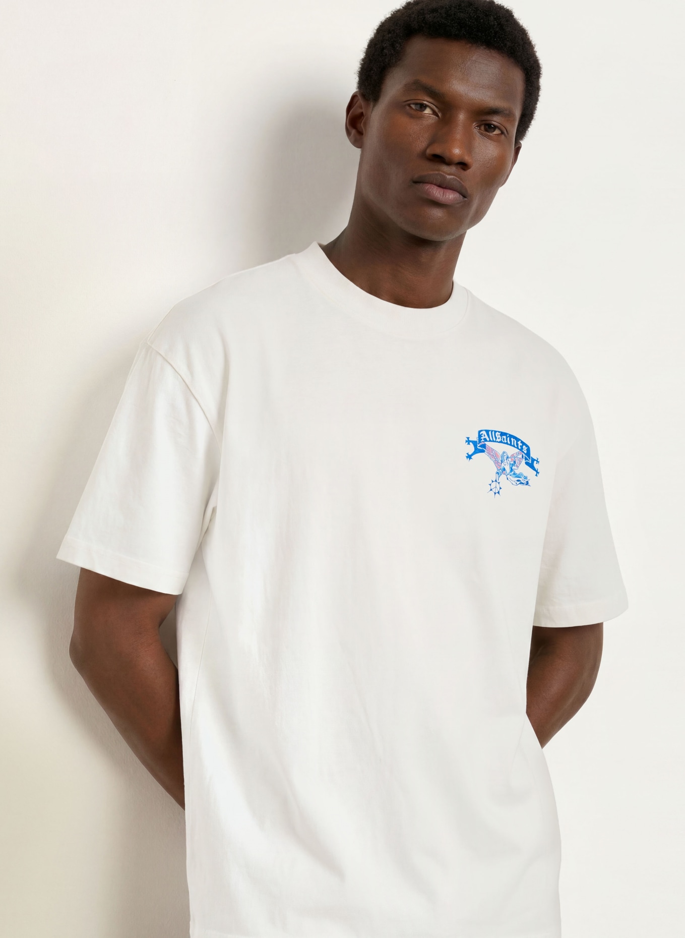 ALLSAINTS Oversized-shirt CRAY: WIT / ROZE / BLAUW