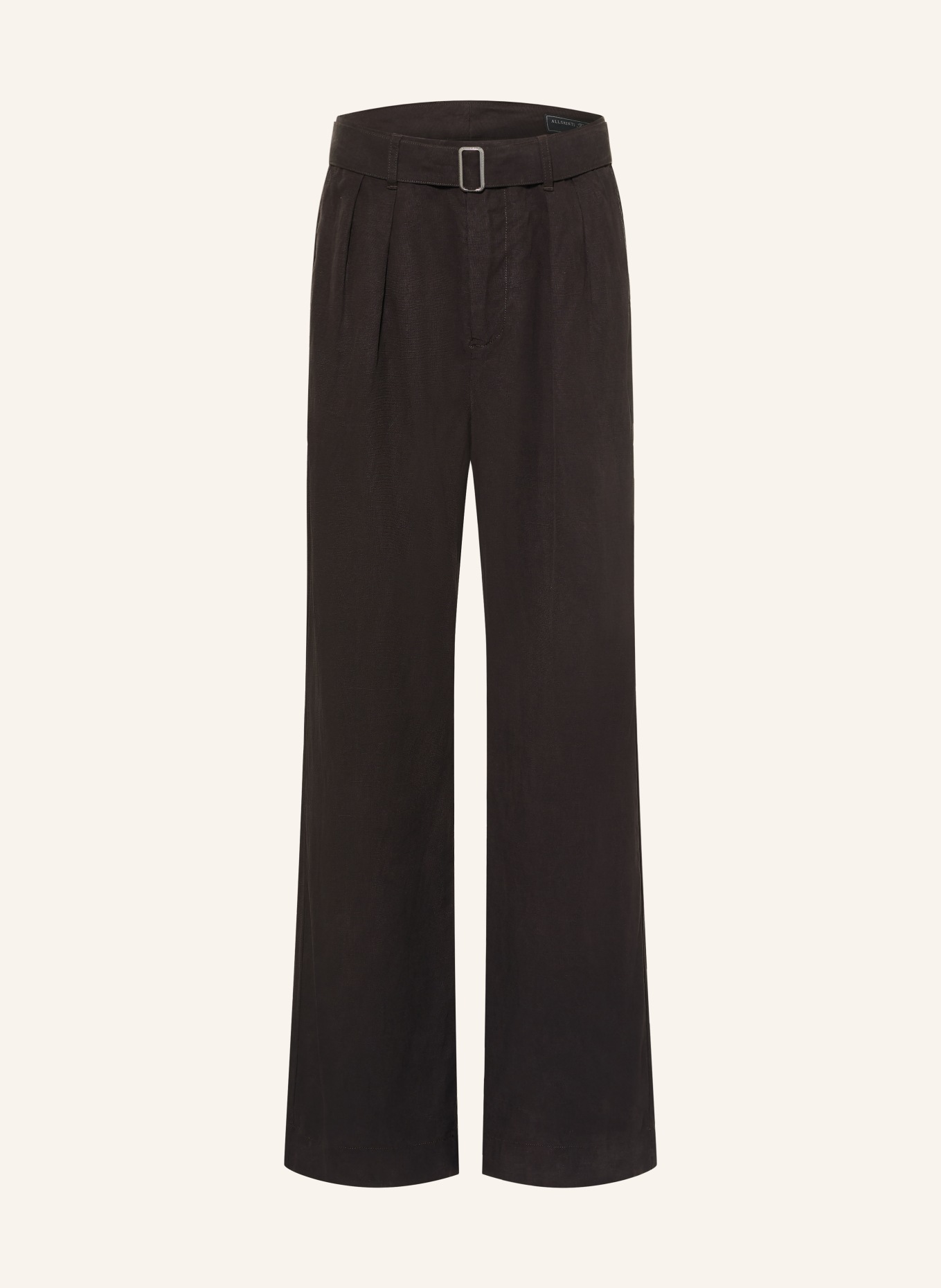 ALLSAINTS Kalhoty MARKO Regular Fit z lnu: ČERNÁ