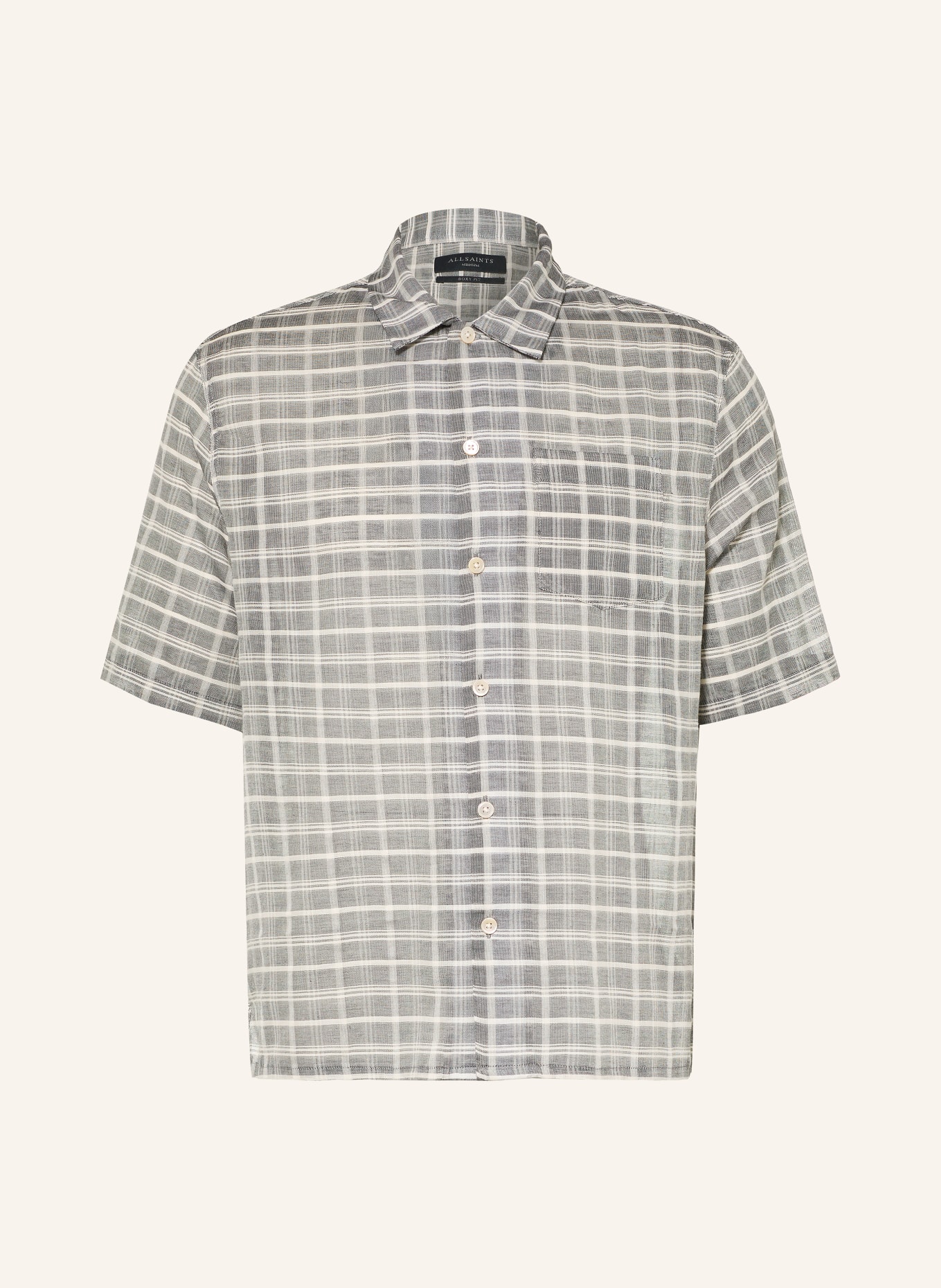 ALLSAINTS Chemise à manches courtes SANDY Comfort Fit: GRIS / BLANC