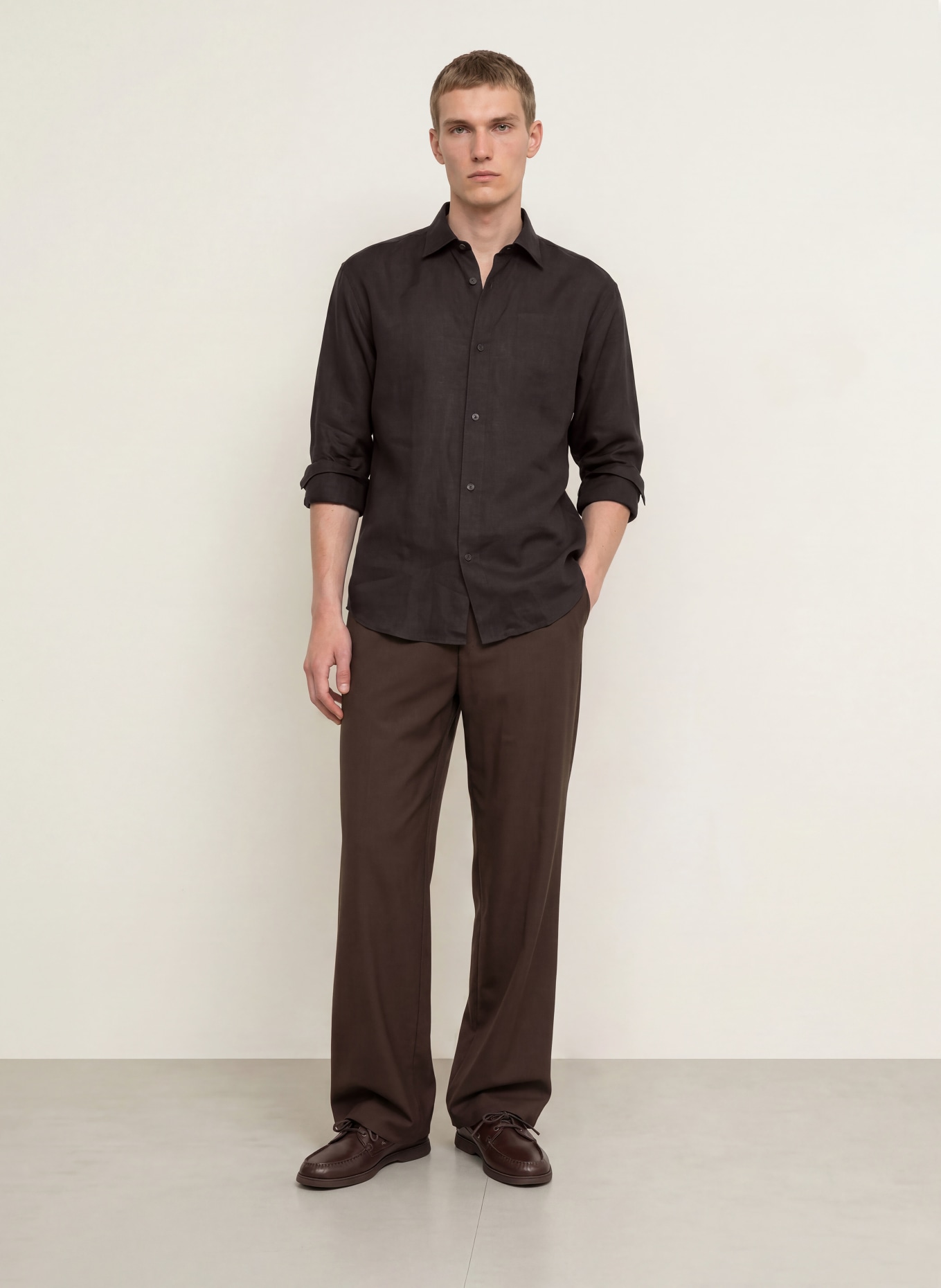 BOSS Cămașă din in CRUZ Comfort Fit: NEGRU
