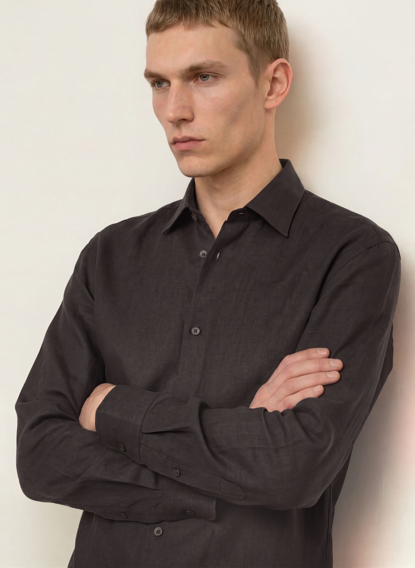 BOSS Cămașă din in CRUZ Comfort Fit: NEGRU