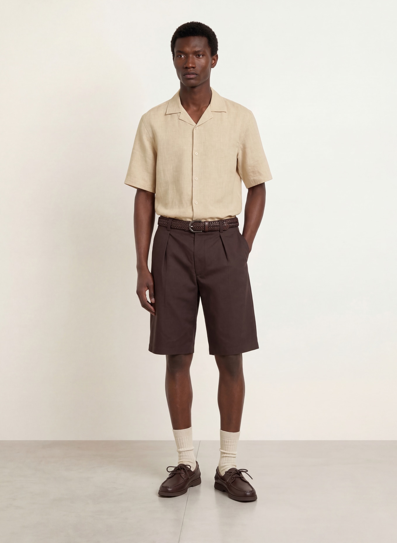 BOSS Cămașă de vacanță CESAR Comfort Fit din in: BEJ