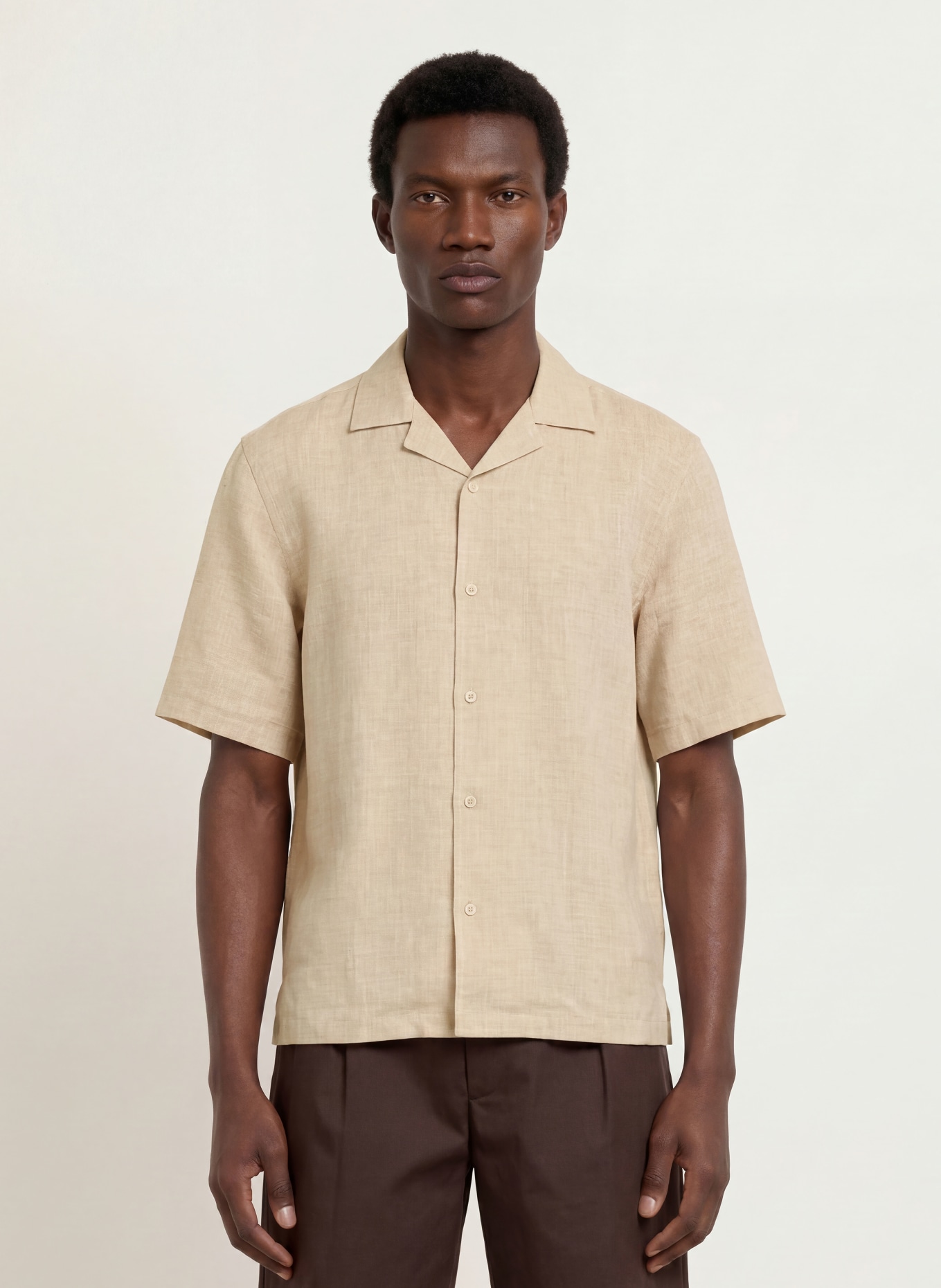 BOSS Cămașă de vacanță CESAR Comfort Fit din in: BEJ