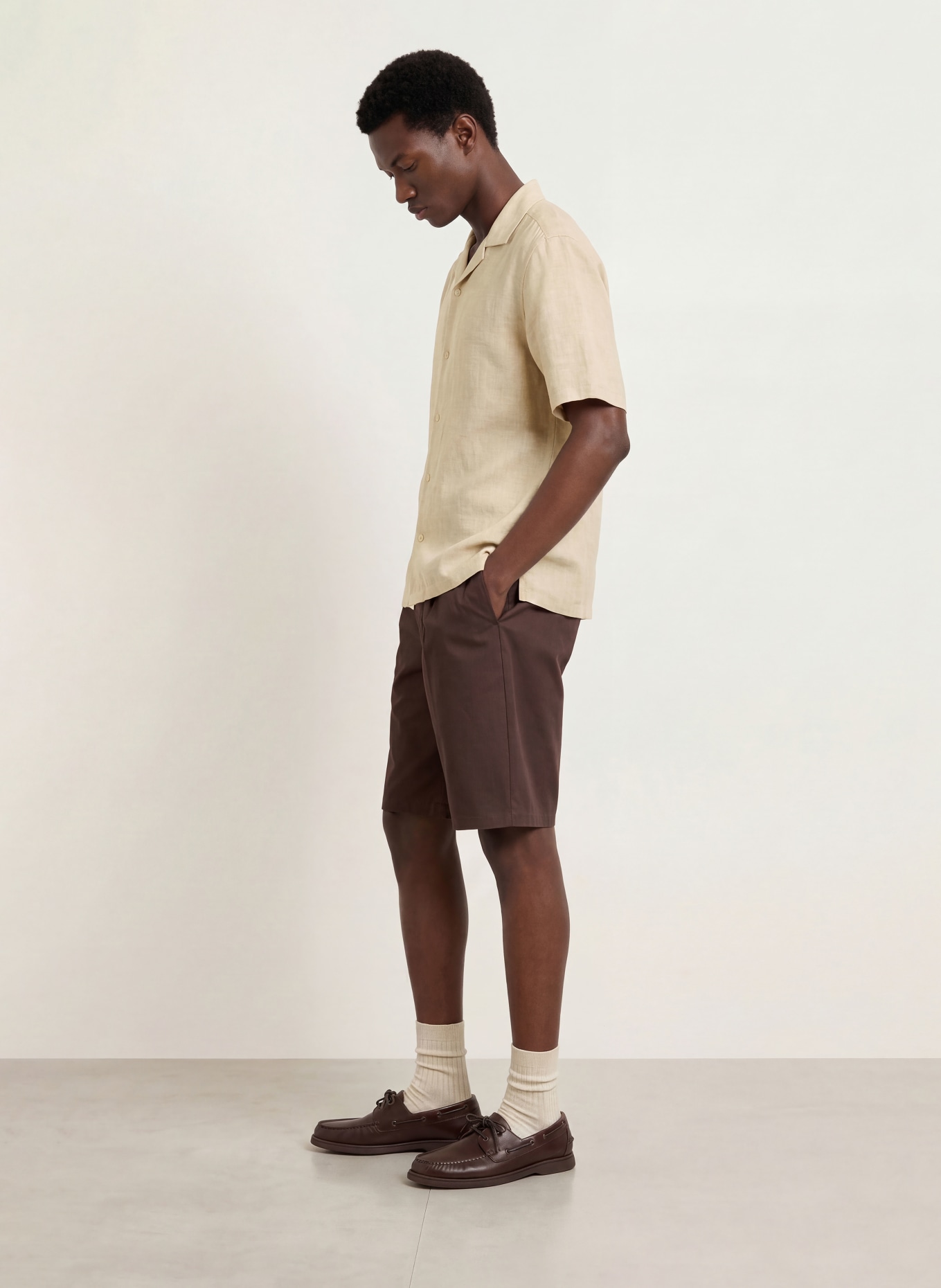 BOSS Cămașă de vacanță CESAR Comfort Fit din in: BEJ