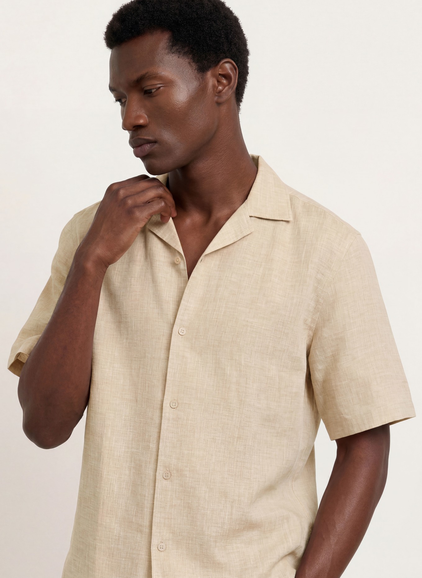 BOSS Cămașă de vacanță CESAR Comfort Fit din in: BEJ