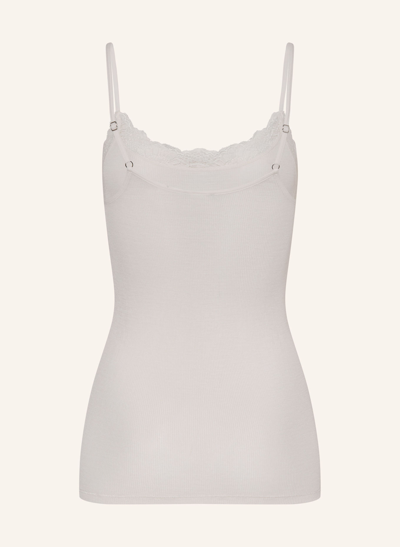 HANRO Top WOOLEN LACE z wełną merynosową i jedwabiem: KREMOWY