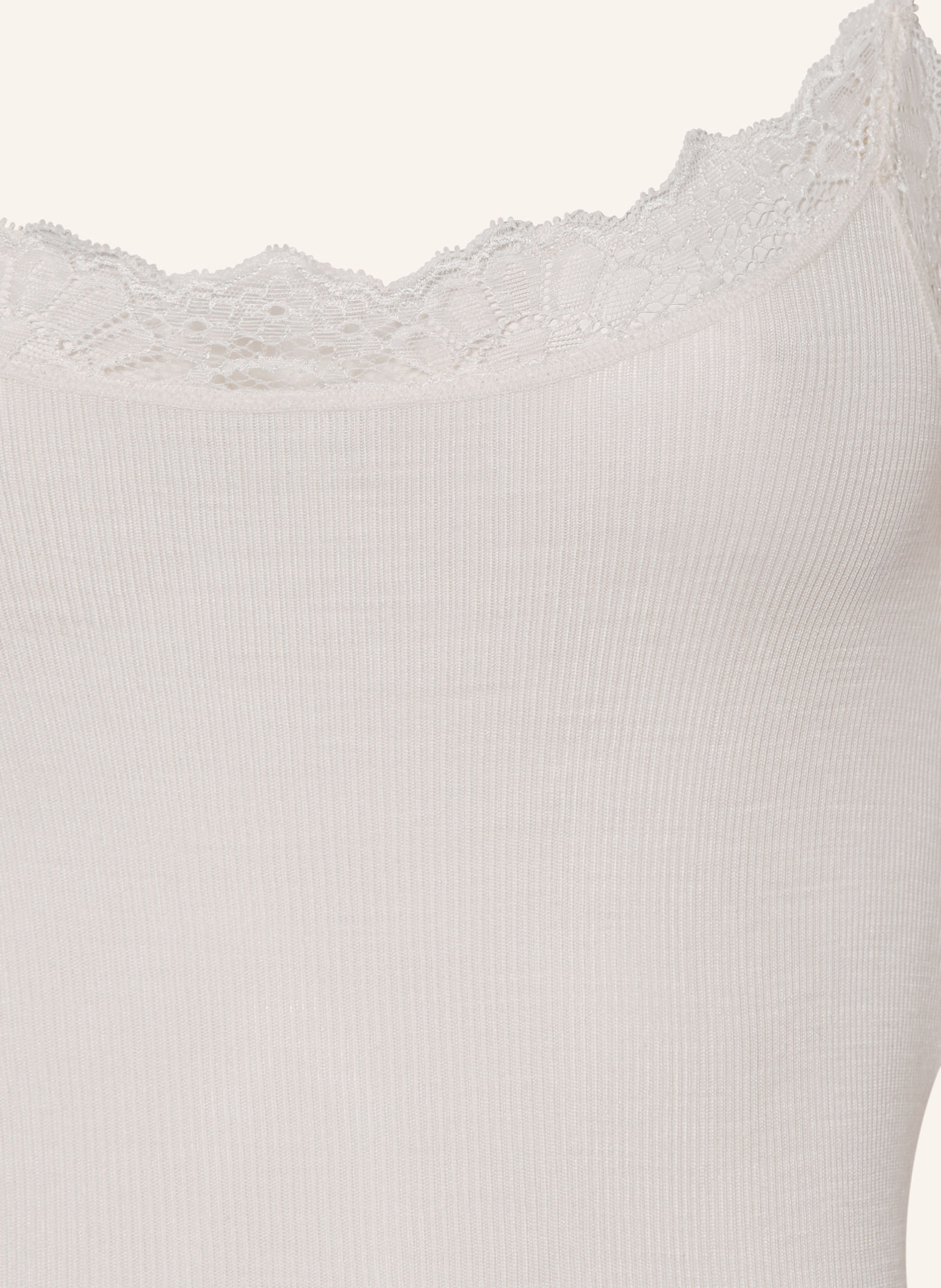 HANRO Top WOOLEN LACE z wełną merynosową i jedwabiem: KREMOWY