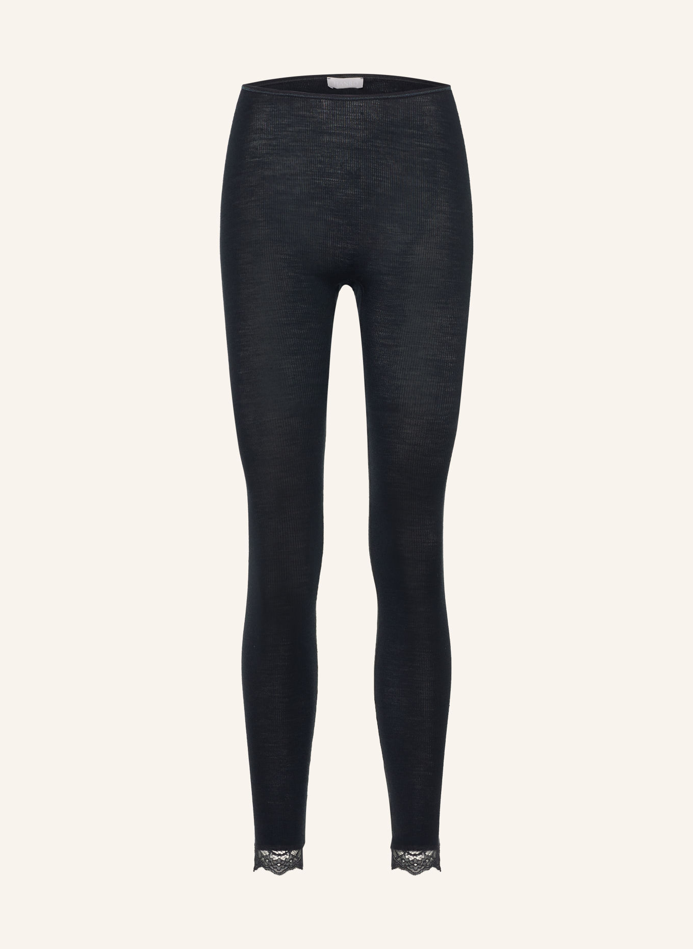 HANRO Legginsy typu lounge WOOLEN LACE z jedwabiem: CZARNY