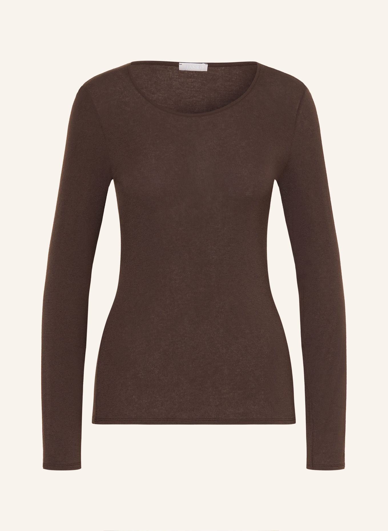 HANRO Longsleeve ULTRALIGHT WOOL: MARRON FONCÉ