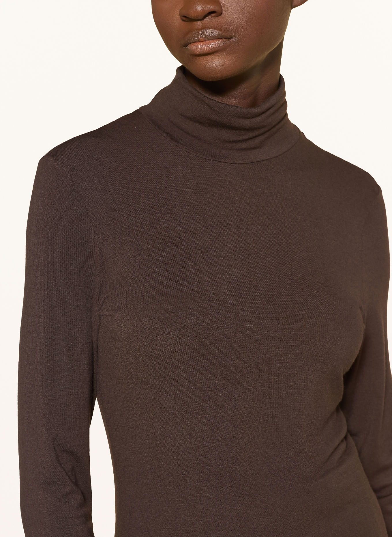 HANRO Colshirt ULTRALIGHT WOOL: MARRON FONCÉ