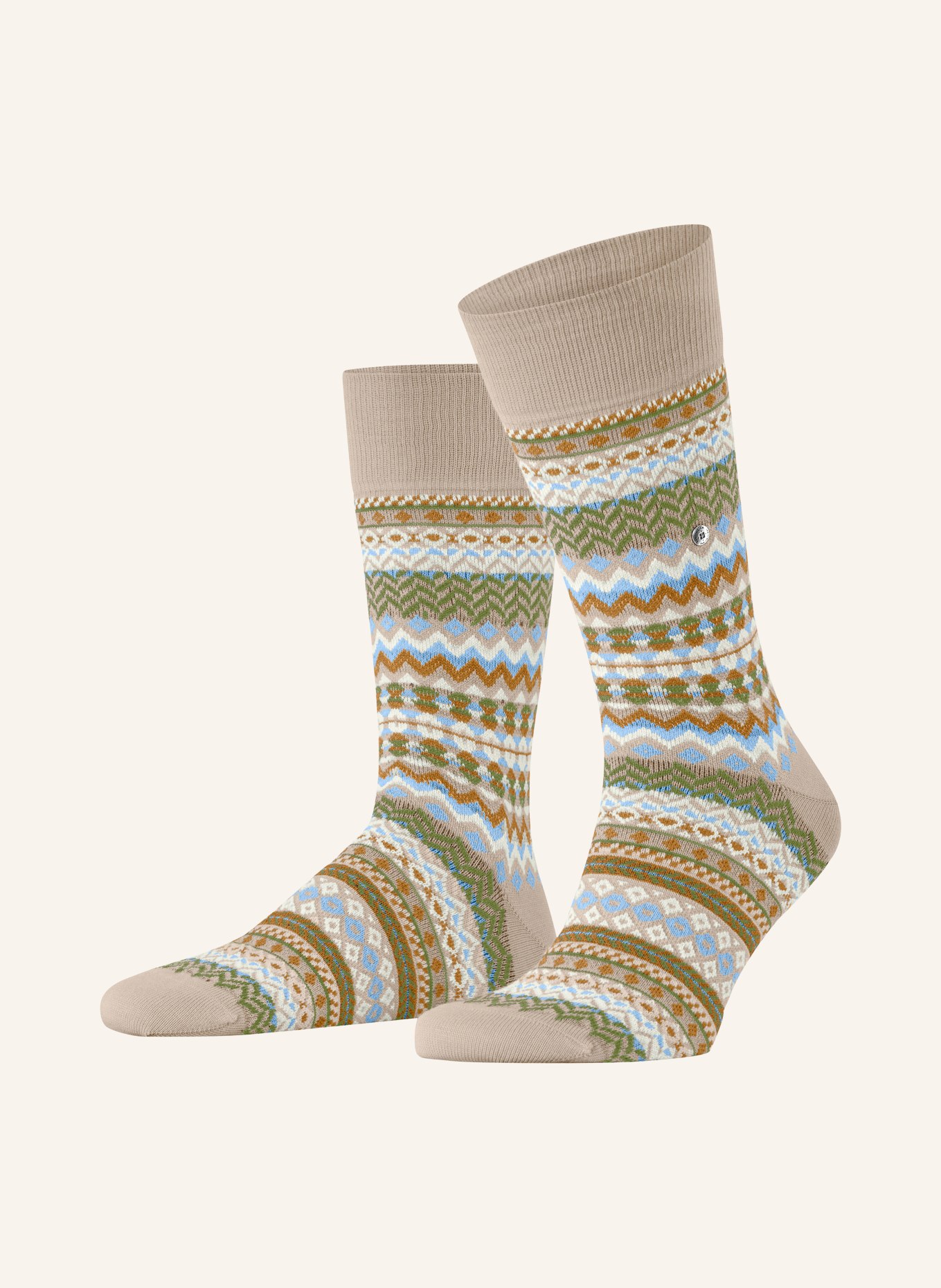 Burlington FAIR ISLE Socks: 4360 CAFE LATTE