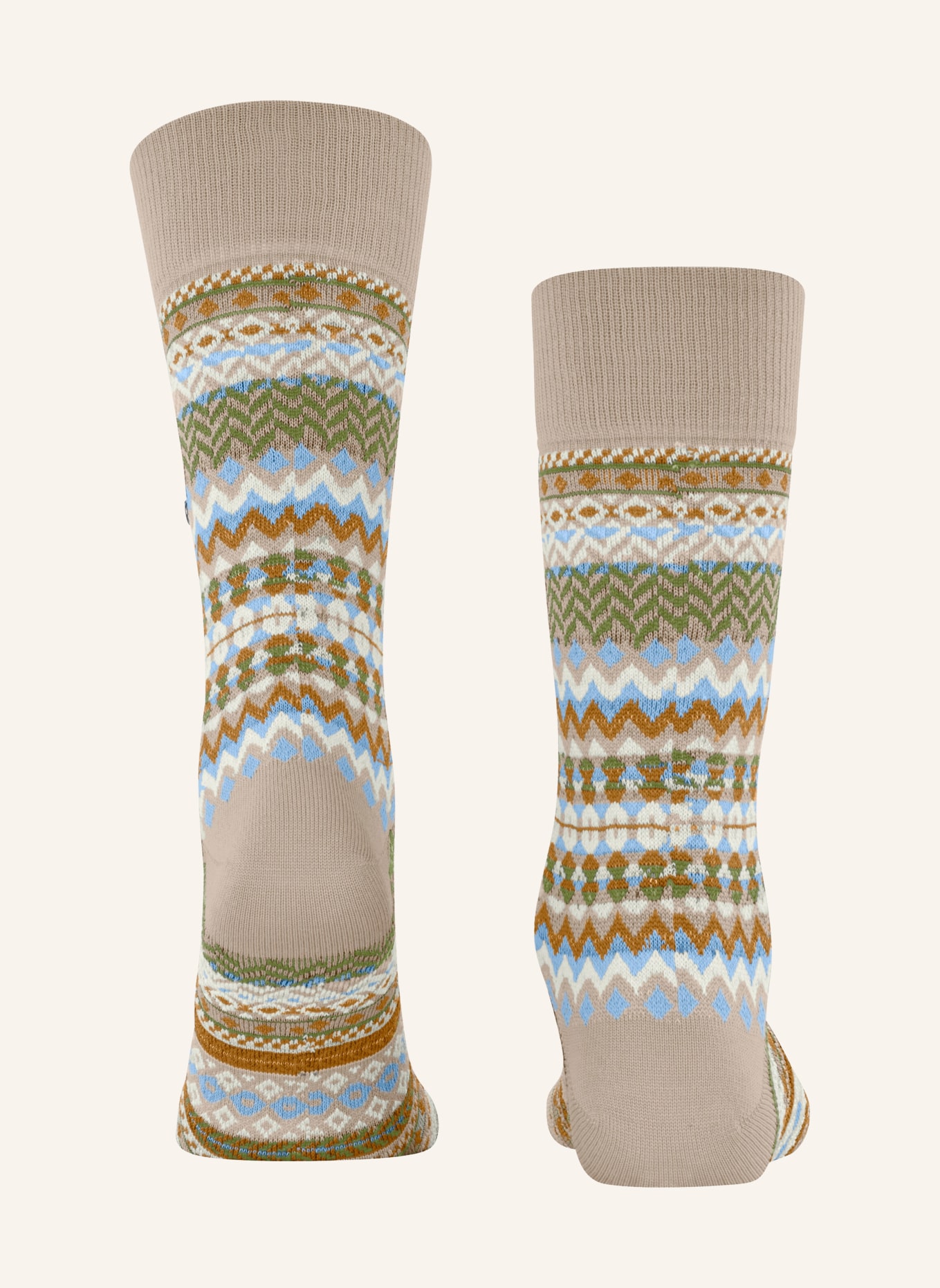 Burlington FAIR ISLE Socks: 4360 CAFE LATTE