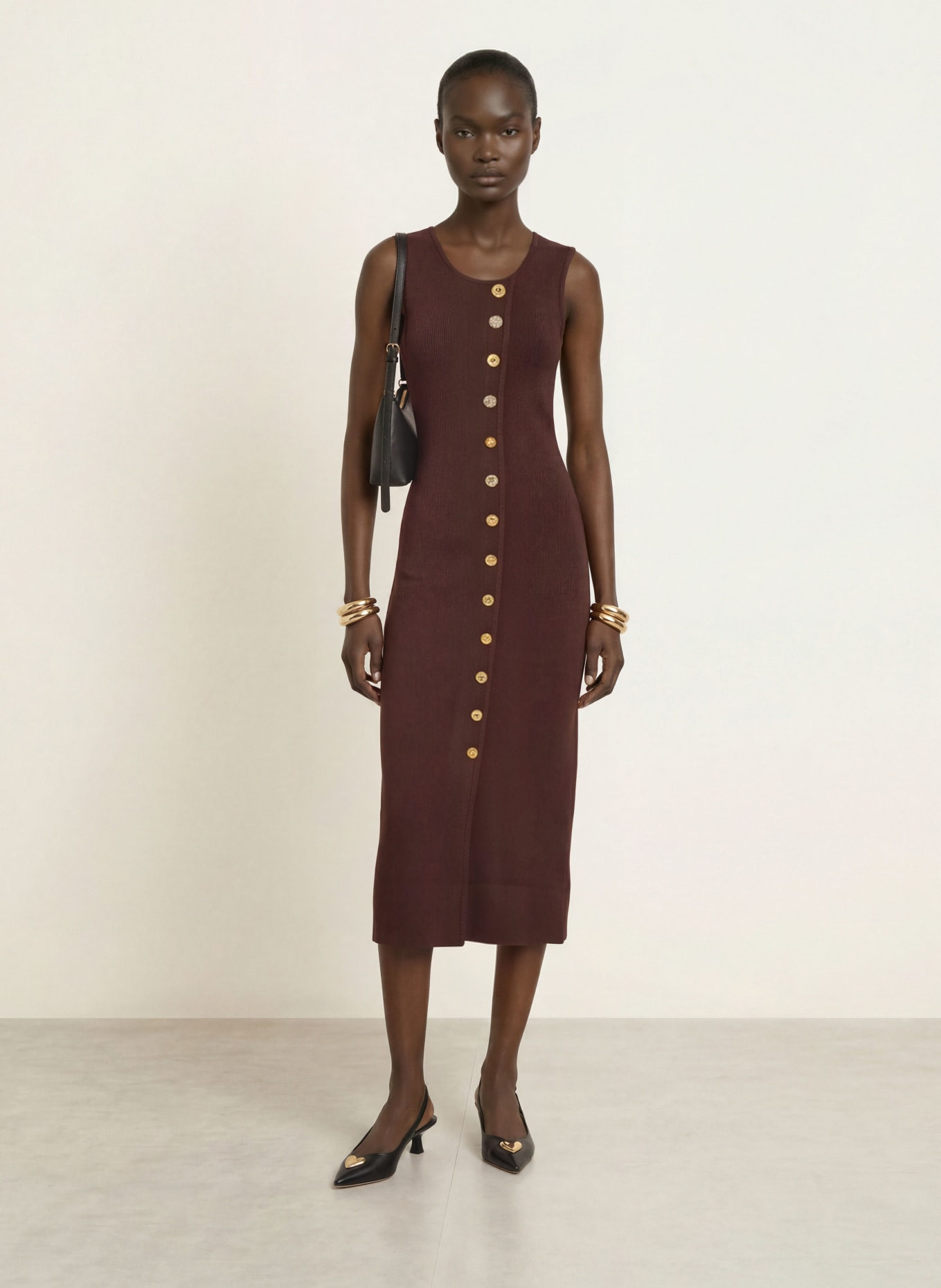 CLAUDIE PIERLOT Strickkleid: DUNKELBRAUN