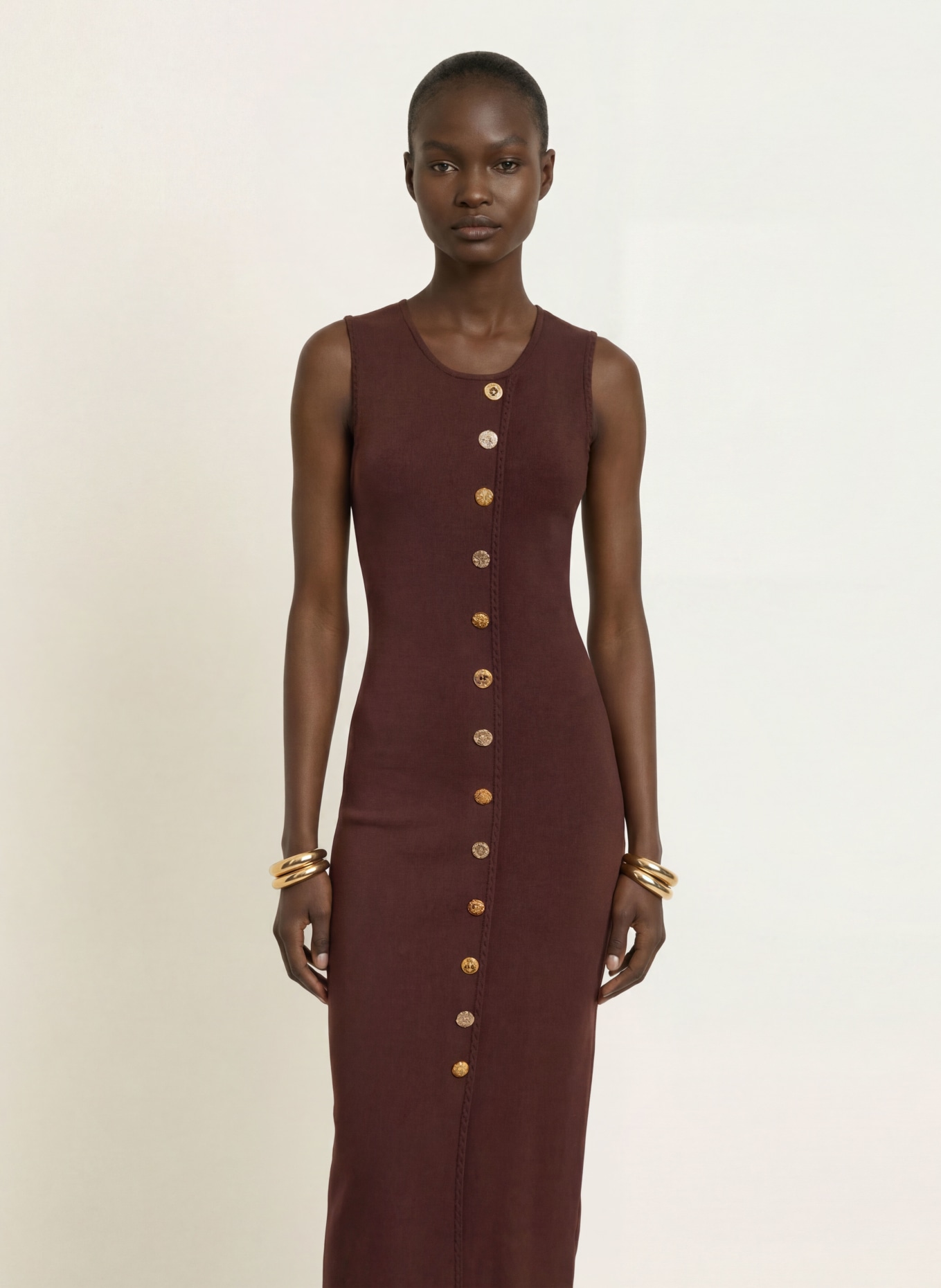 CLAUDIE PIERLOT Strickkleid: DUNKELBRAUN