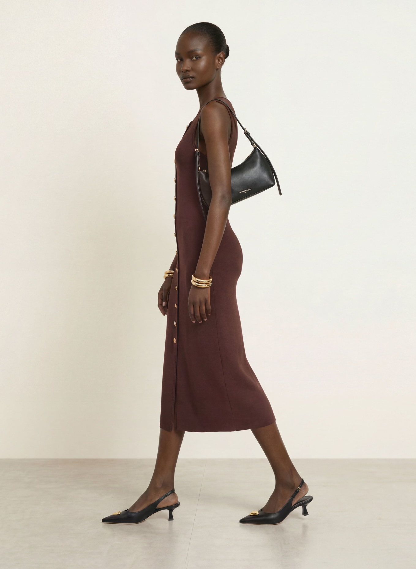 CLAUDIE PIERLOT Strickkleid: DUNKELBRAUN