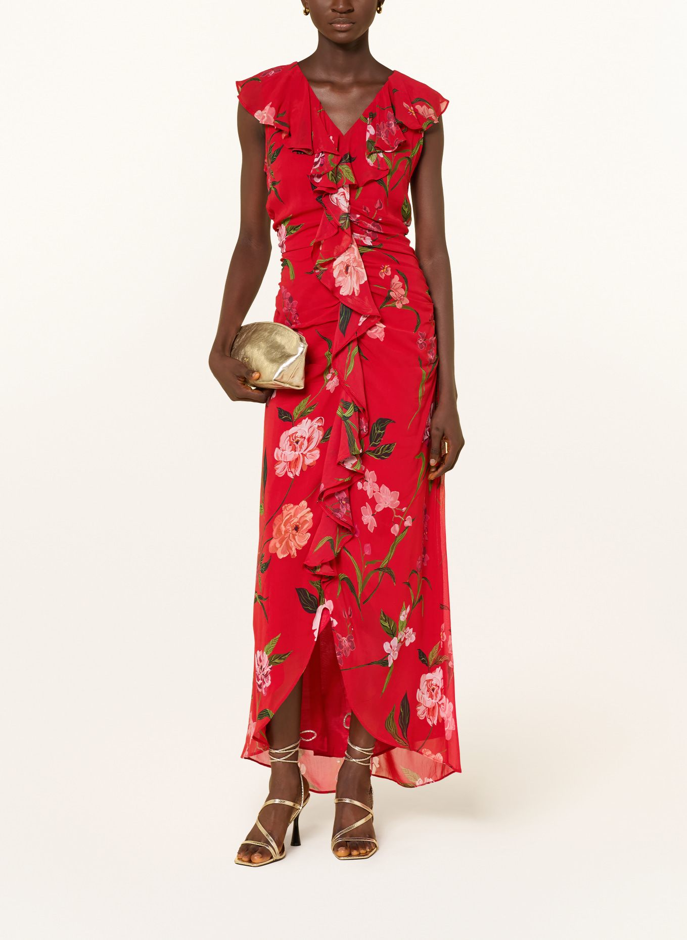 Phase Eight MAE-jurk met volants: ROOD / ROZE / GROEN