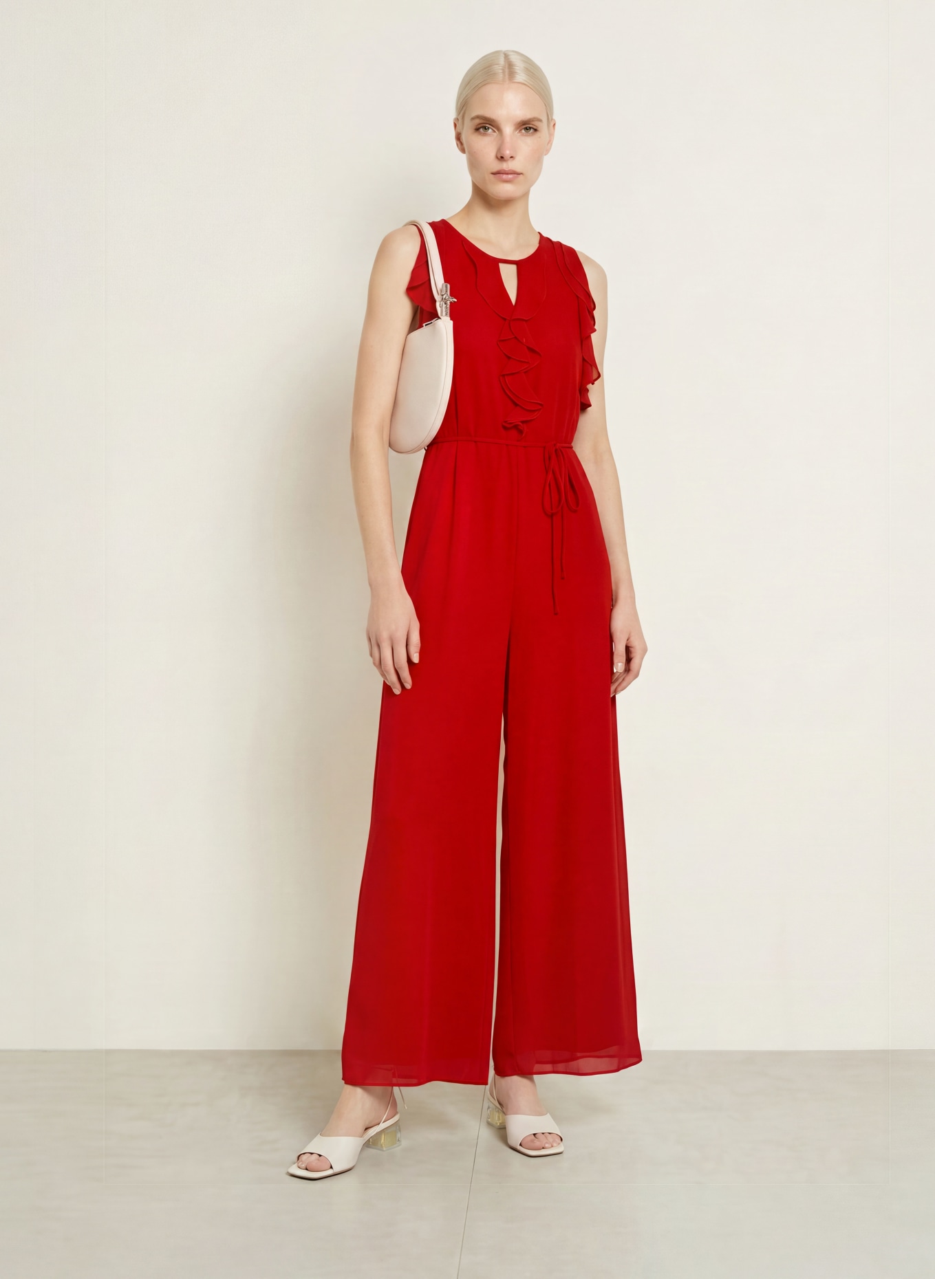 Phase Eight RACHEL Jumpsuit with Ruffles: RED