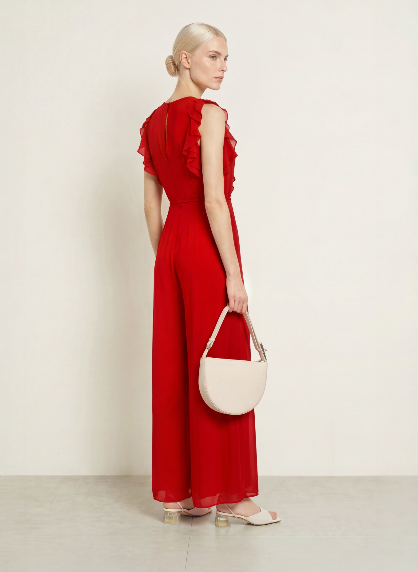 Phase Eight RACHEL Jumpsuit with Ruffles: RED