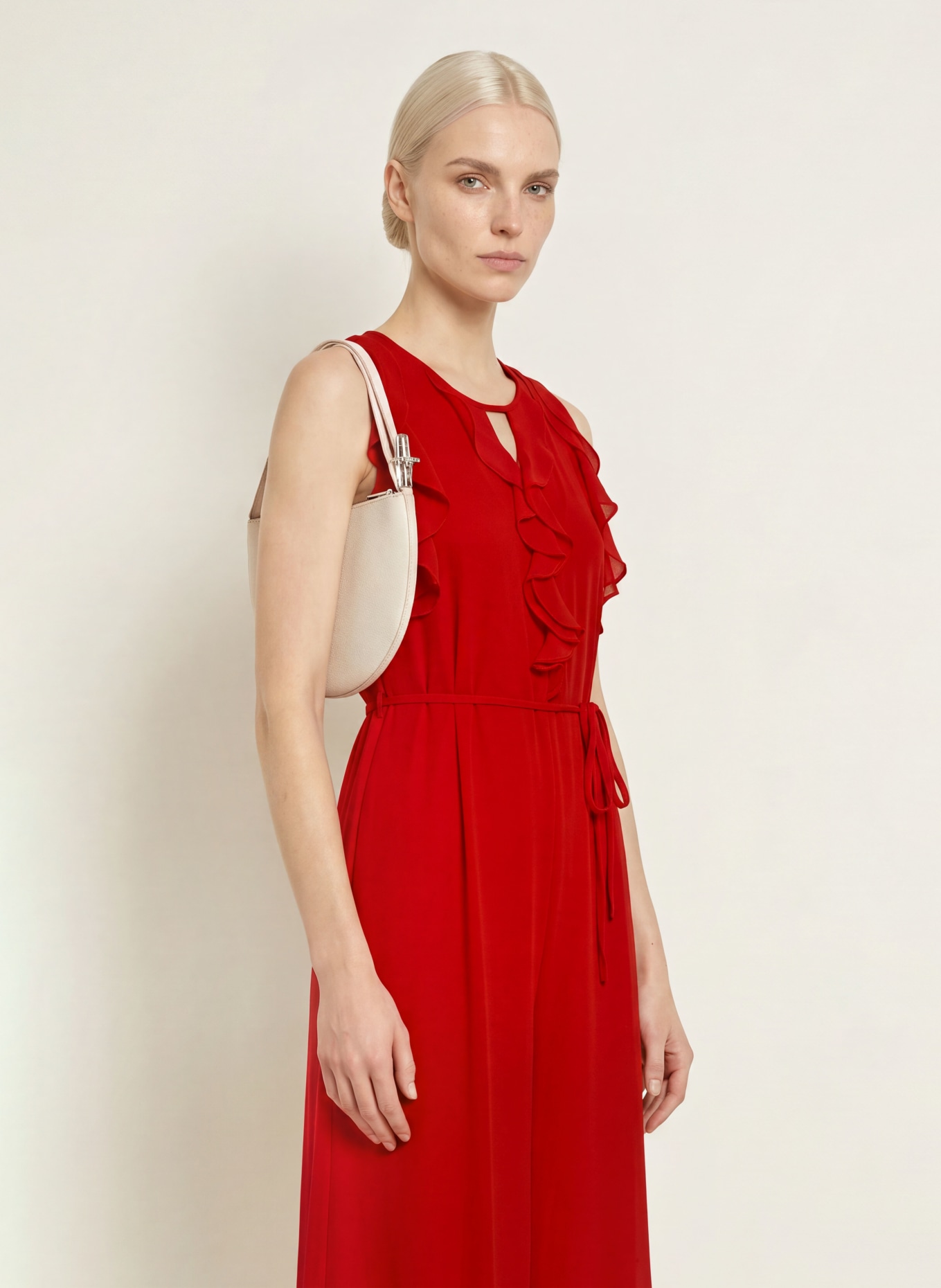 Phase Eight RACHEL Jumpsuit with Ruffles: RED