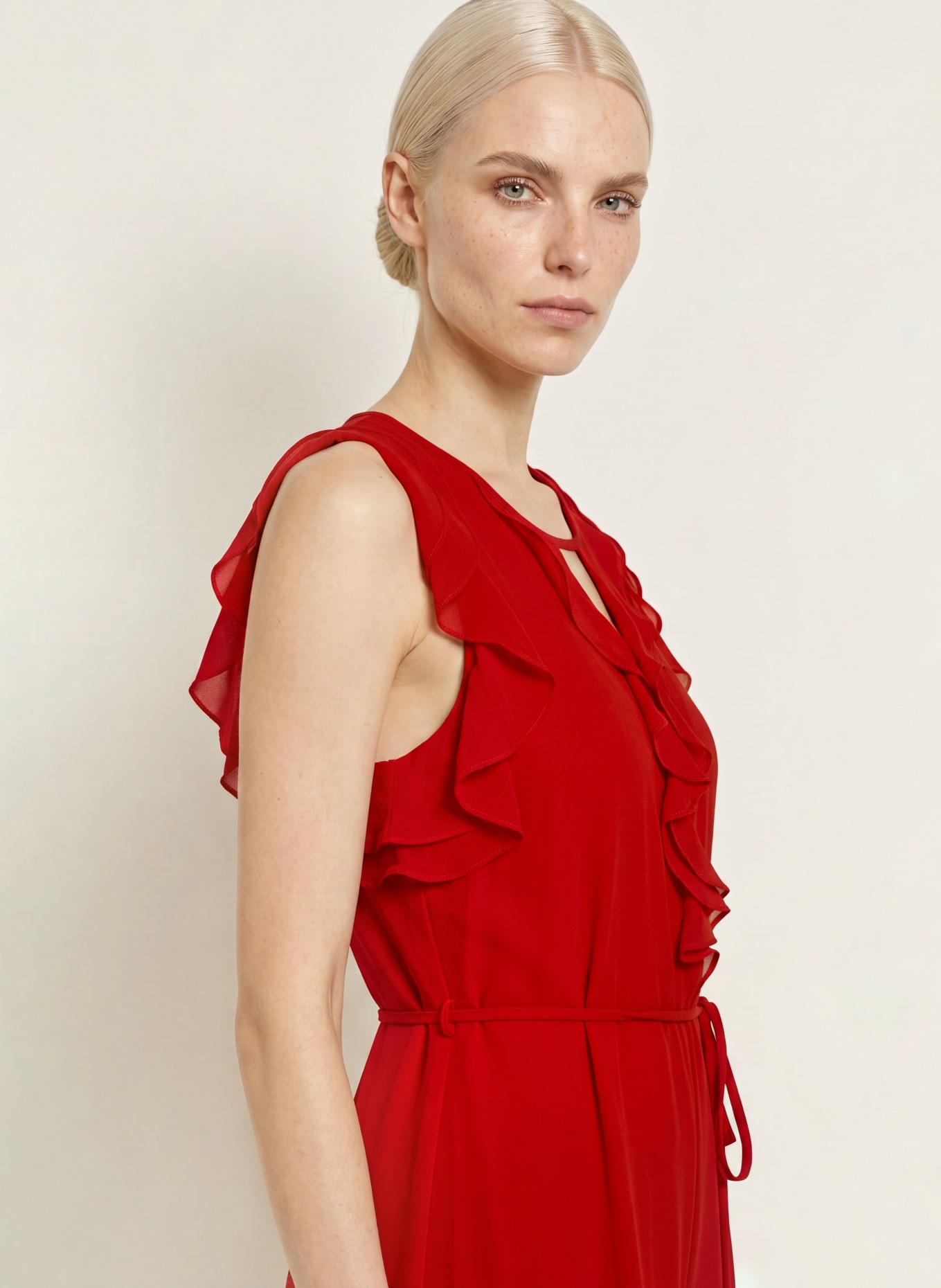 Phase Eight RACHEL Jumpsuit with Ruffles: RED