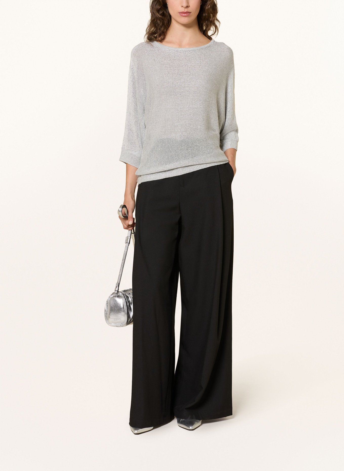 Phase Eight Trui CRISTINE met glittergaren en 3/4-mouwen: GRIJS