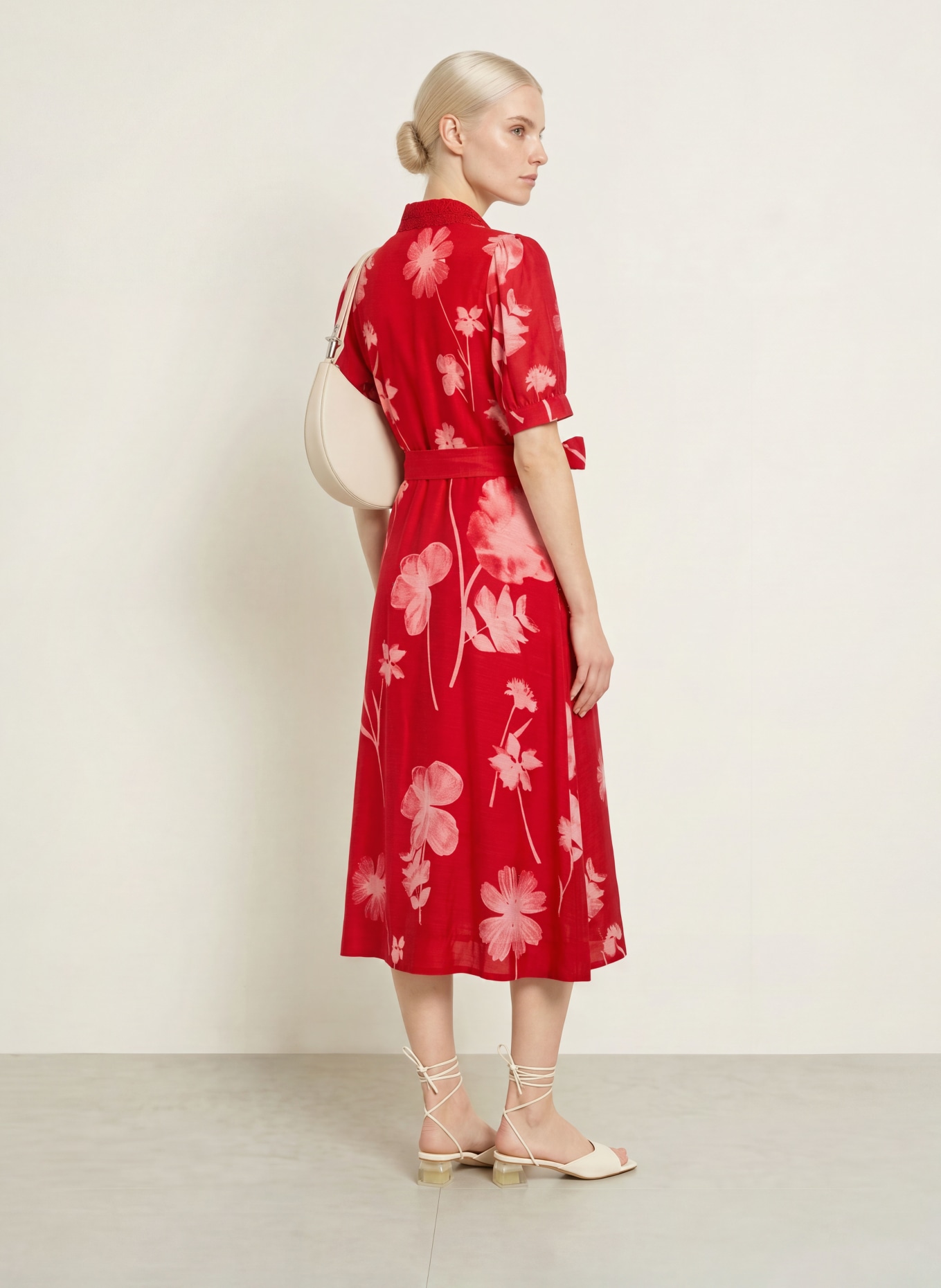 Phase Eight Robe chemise DELPHINE avec dentelle: ROUGE / ROUGE CLAIR
