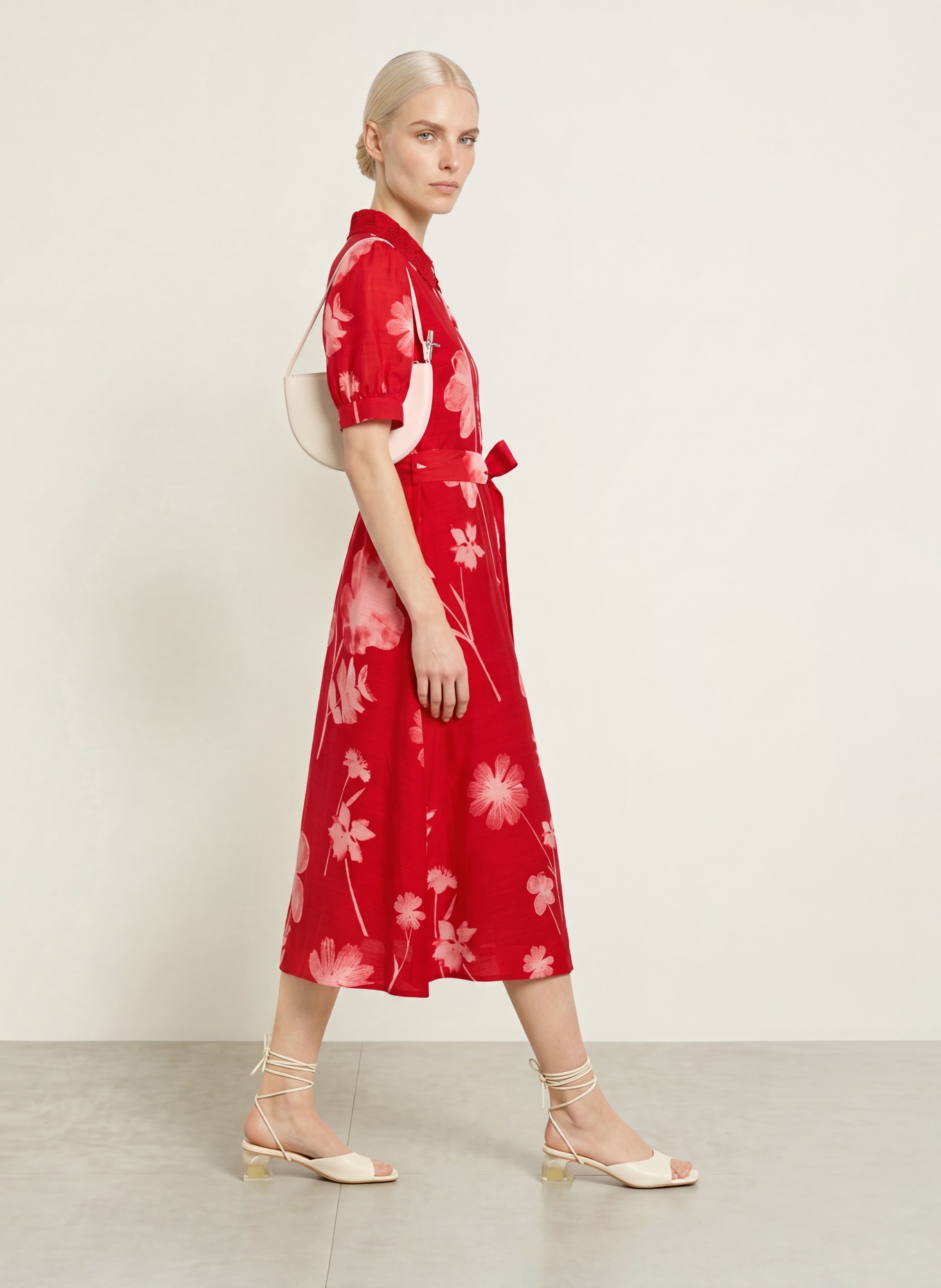 Phase Eight Robe chemise DELPHINE avec dentelle: ROUGE / ROUGE CLAIR