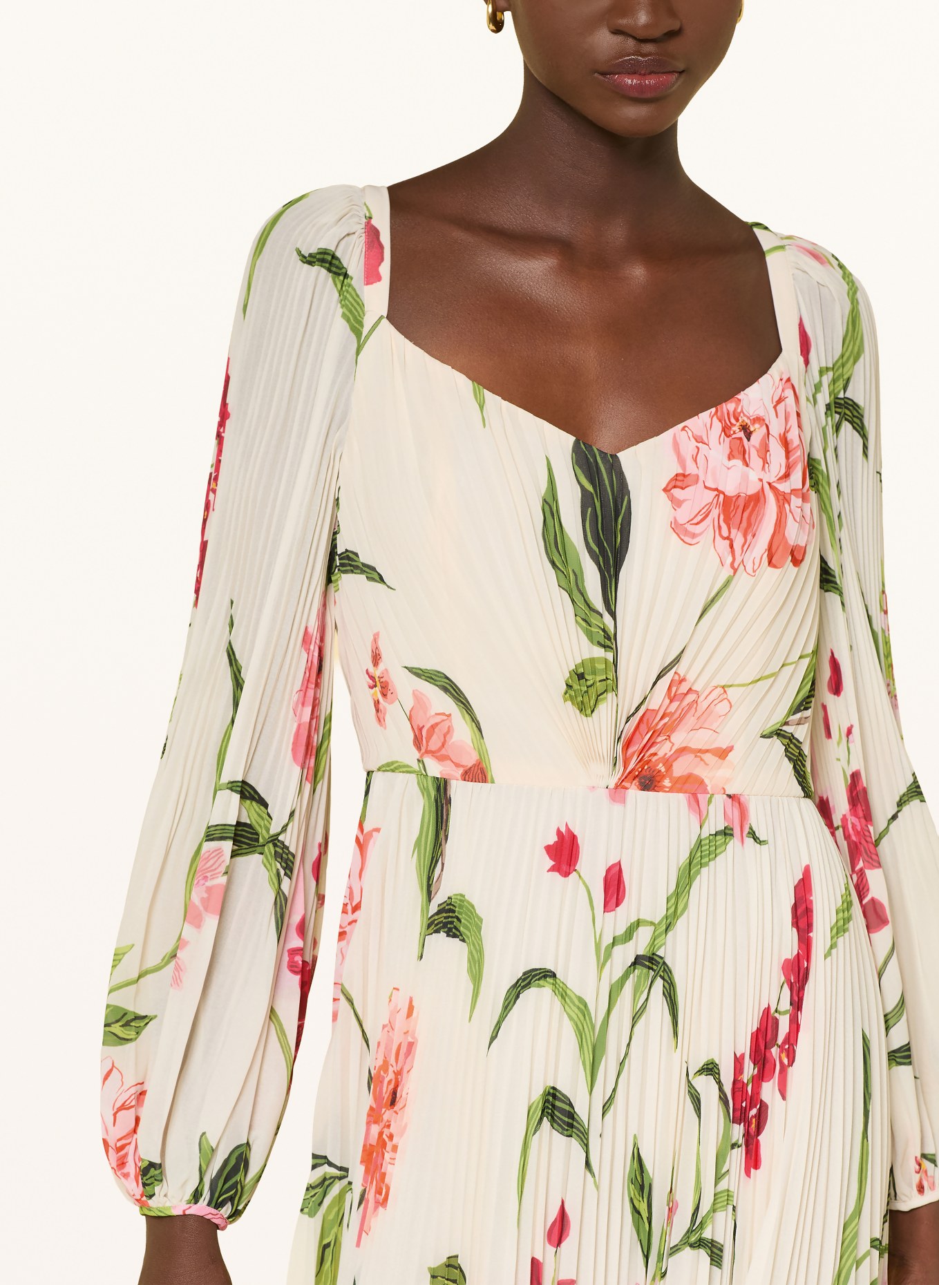 Phase Eight Robe plissée REANNA: ÉCRU / ROUGE / VERT
