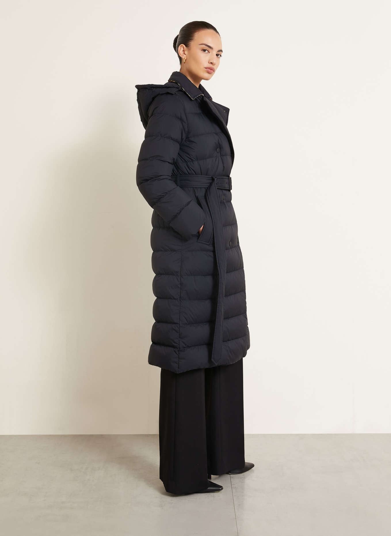 BURBERRY Daunenmantel KENT mit abnehmbarer Kapuze: SCHWARZ