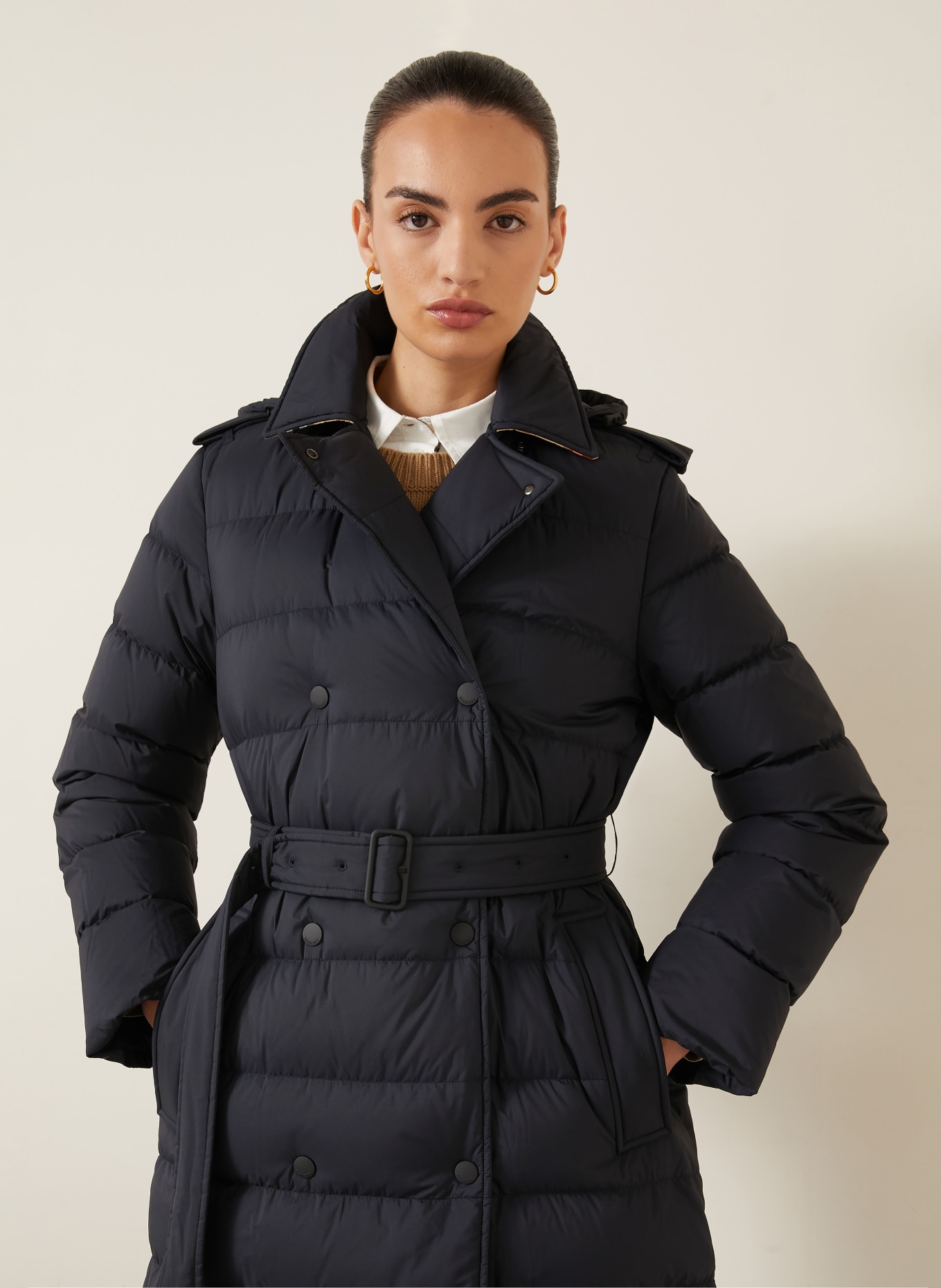 BURBERRY Daunenmantel KENT mit abnehmbarer Kapuze: SCHWARZ
