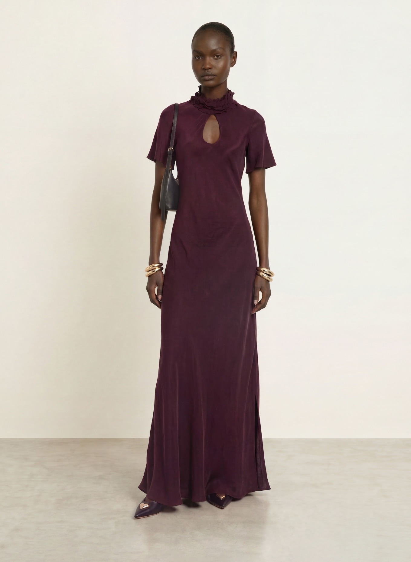 CLAUDIE PIERLOT Kleid mit Rüschen: DUNKELLILA
