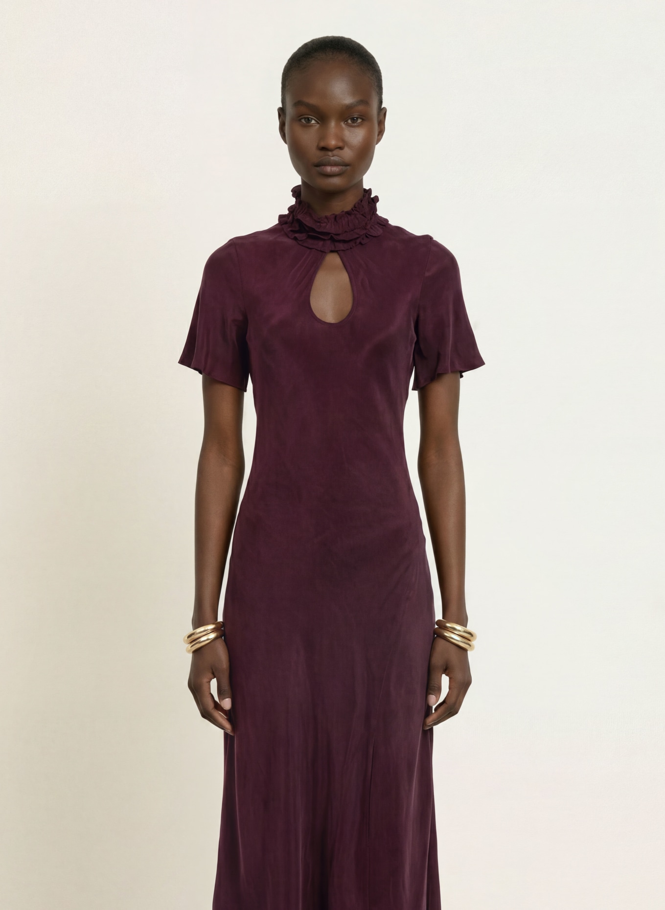 CLAUDIE PIERLOT Kleid mit Rüschen: DUNKELLILA