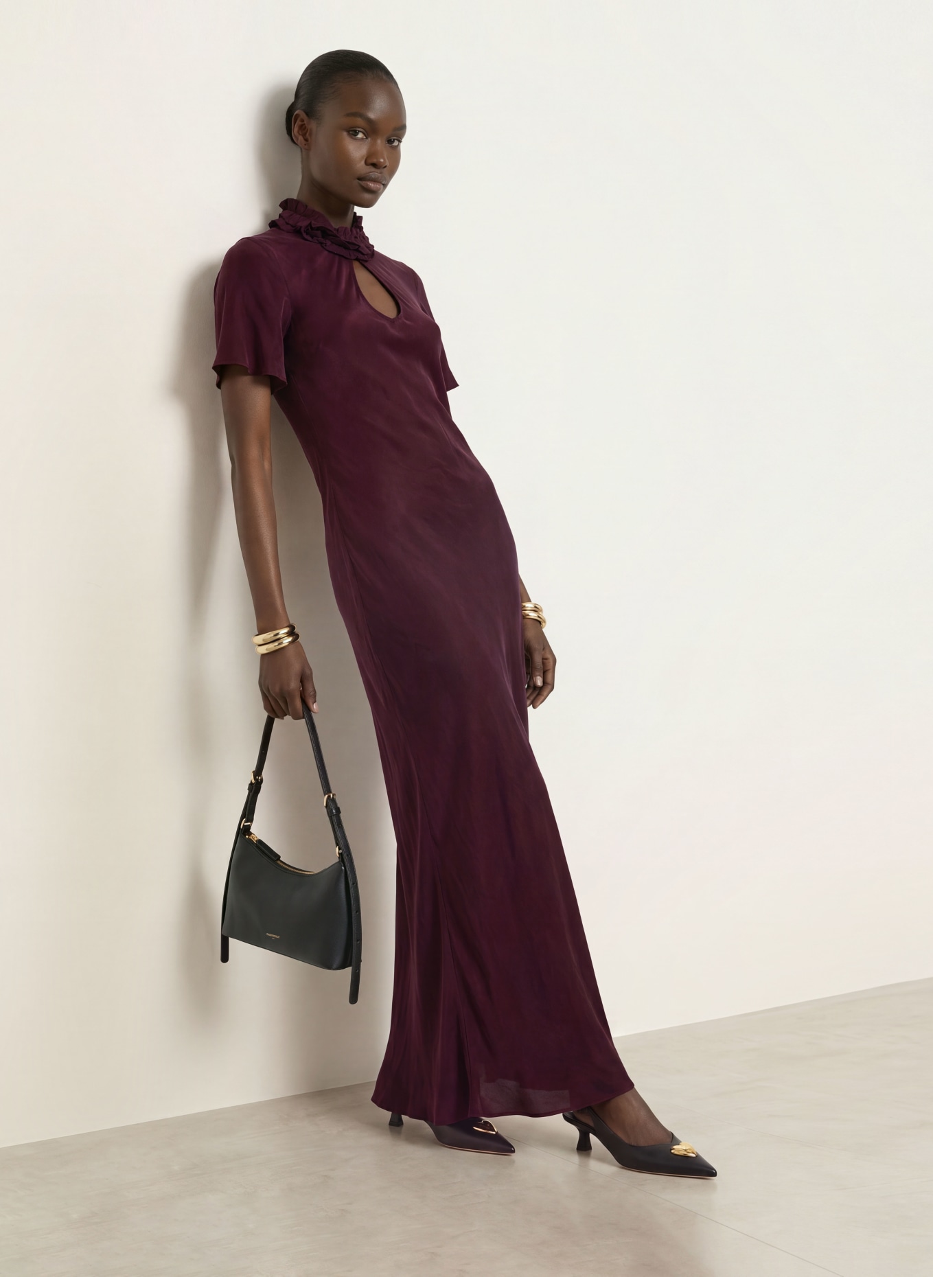 CLAUDIE PIERLOT Kleid mit Rüschen: DUNKELLILA
