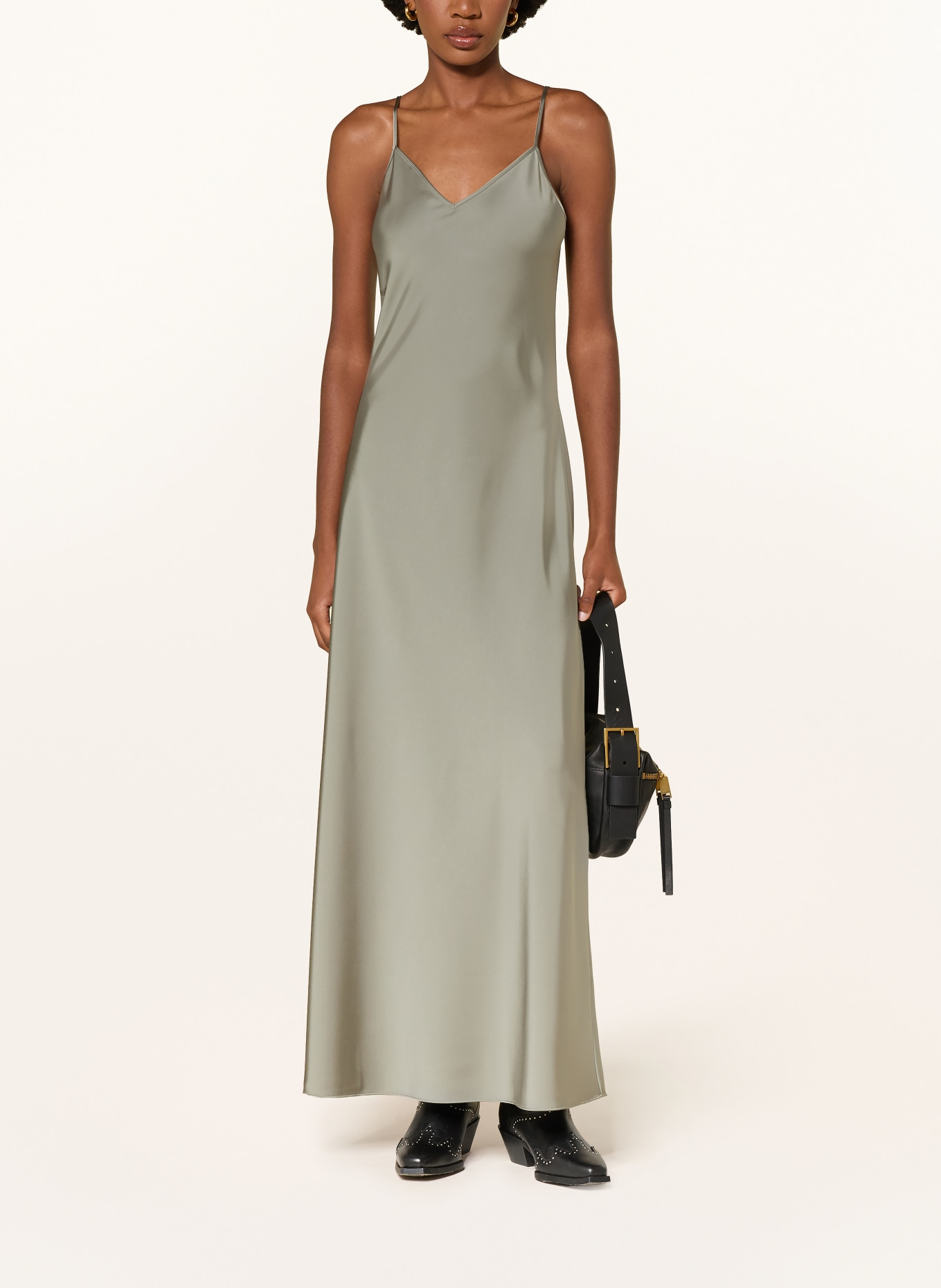 ALLSAINTS Set JUNO: rochie din satin și pulover cu guler înalt: KAKI