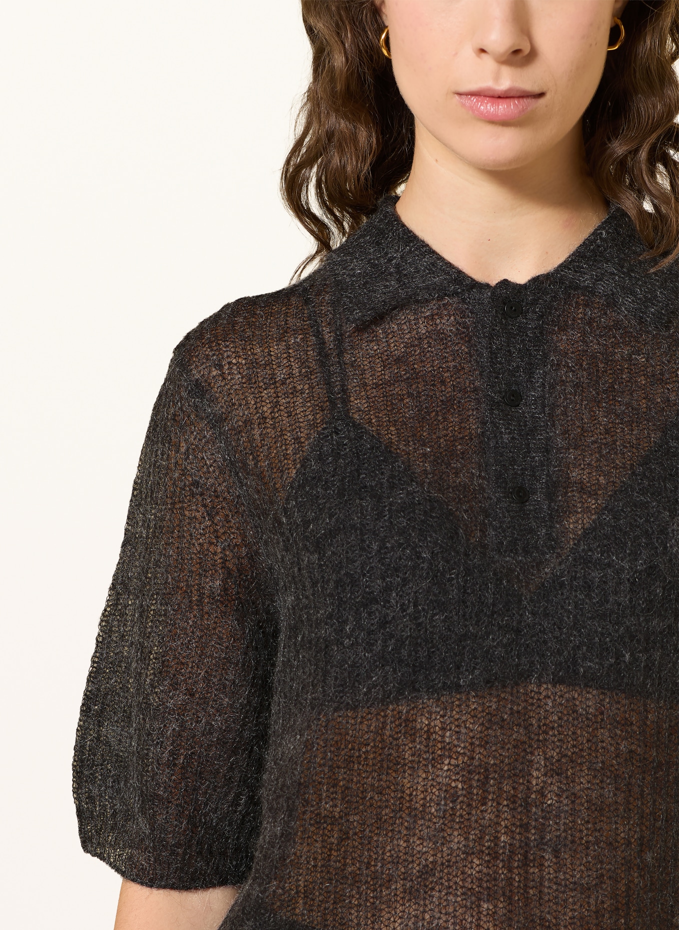 ALLSAINTS Strickshirt ANABEL mit Mohair: DUNKELGRAU