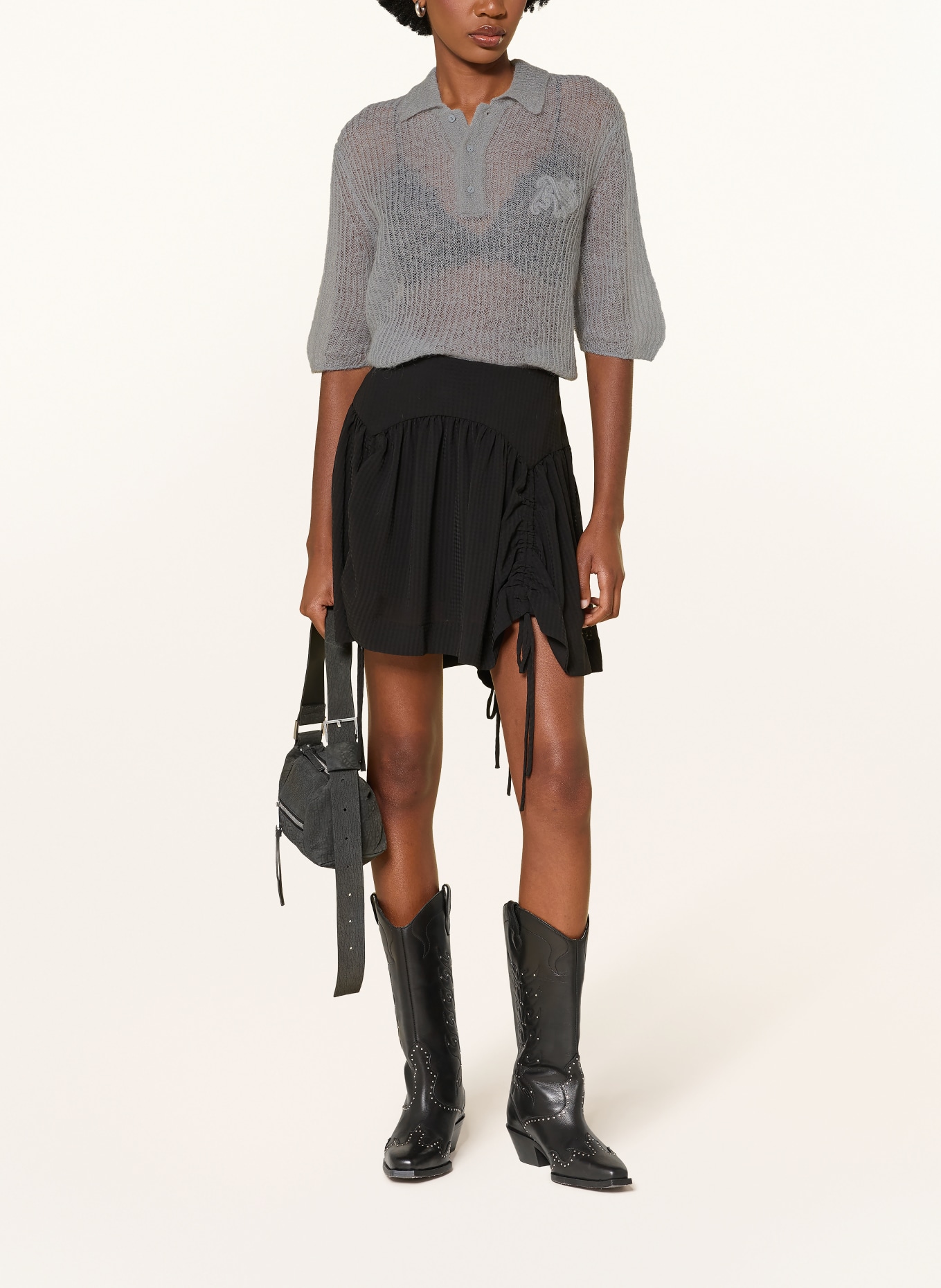 ALLSAINTS Strickshirt ANABEL mit Mohair: HELLBLAU