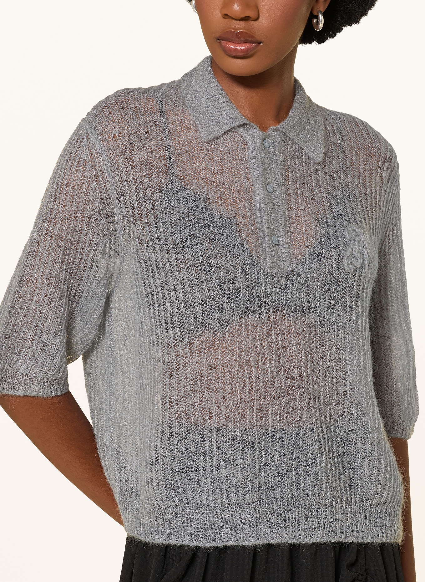ALLSAINTS Strickshirt ANABEL mit Mohair: HELLBLAU