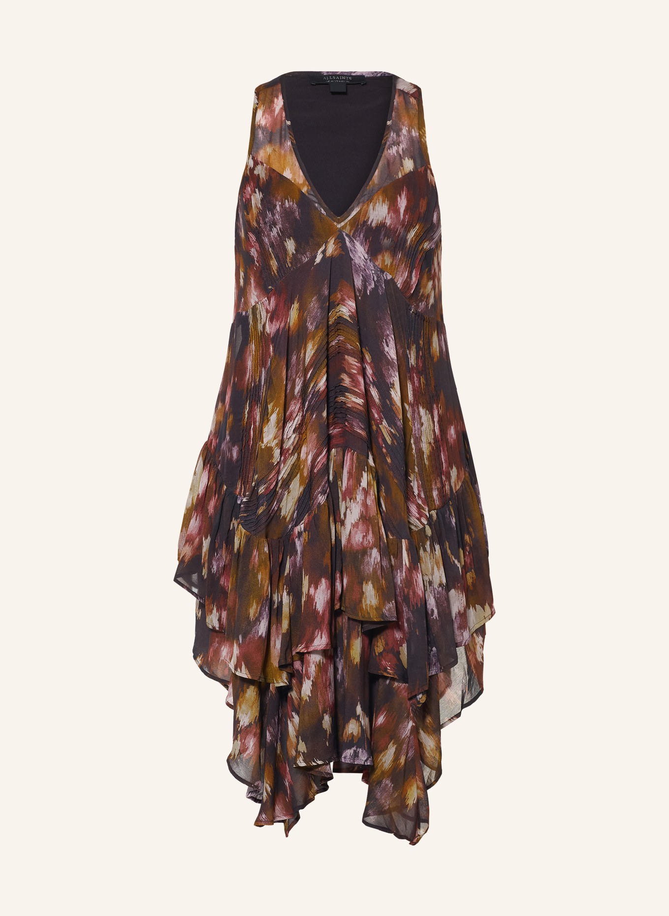 ALLSAINTS Rochie GRETEL: NEGRU / ROȘU ÎNCHIS / KAKI