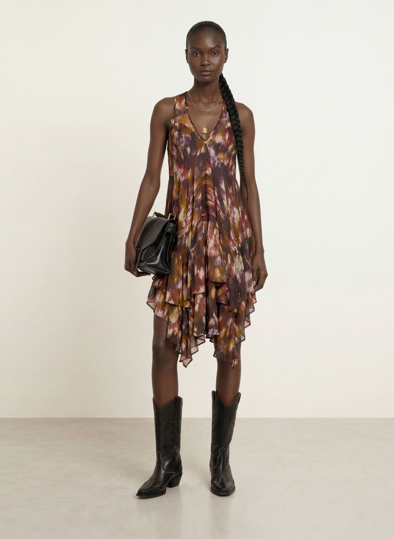 ALLSAINTS Rochie GRETEL: NEGRU / ROȘU ÎNCHIS / KAKI