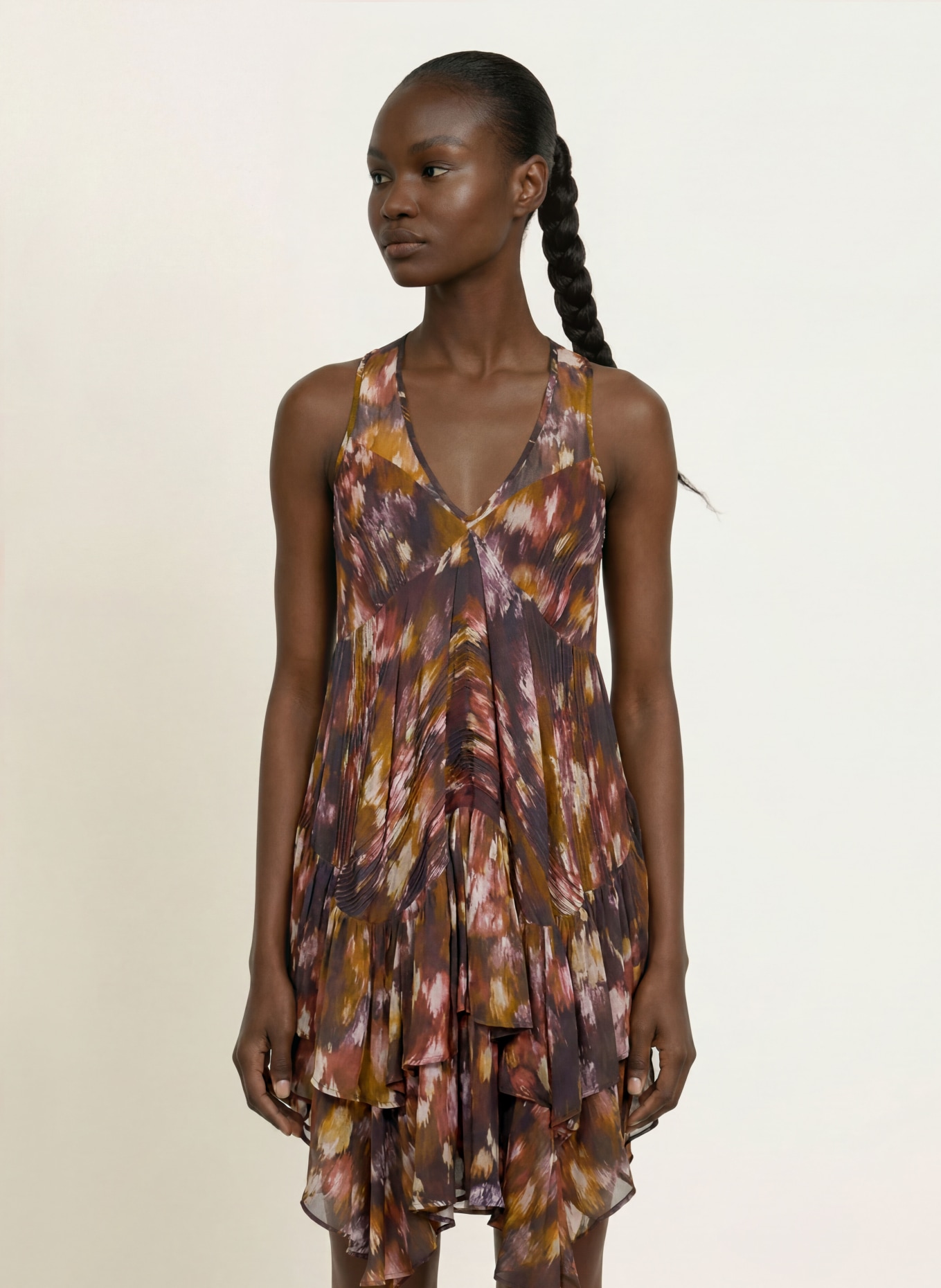 ALLSAINTS Rochie GRETEL: NEGRU / ROȘU ÎNCHIS / KAKI